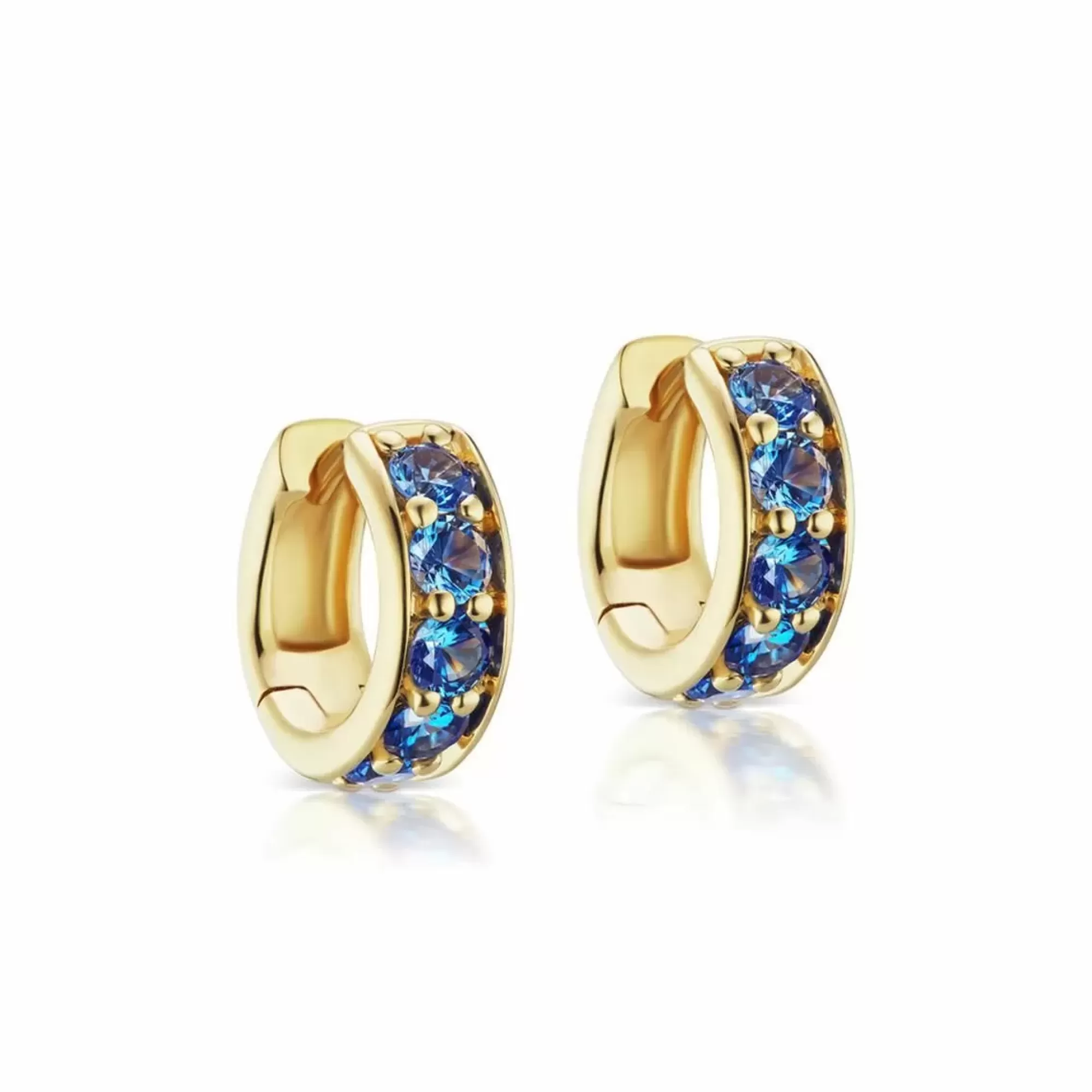 Jane Taylor 14K Blue Sapphire Petite Chubby Hoop Earrings Fashion