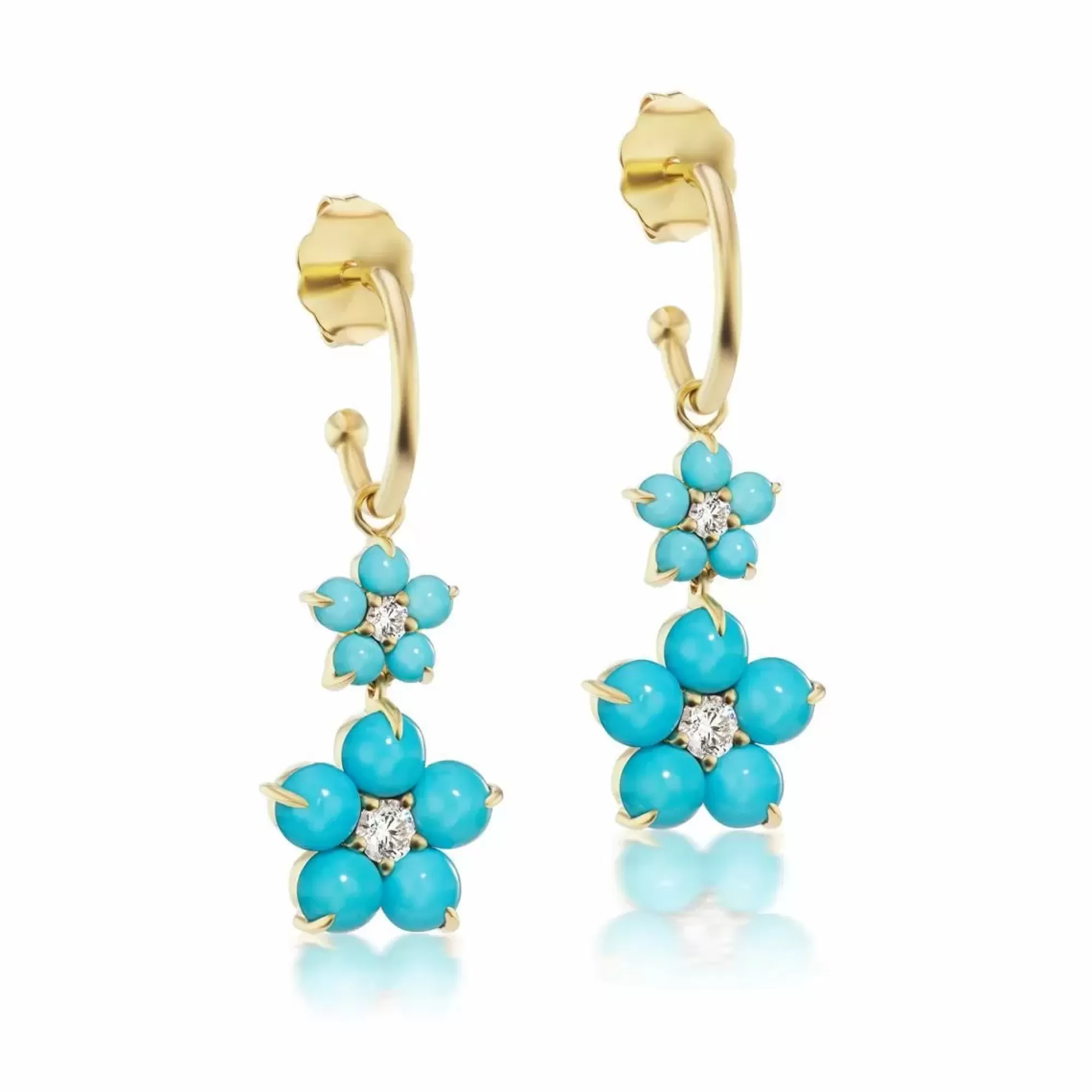 Jane Taylor 14K Double Turquoise Flower Drop Earrings Store