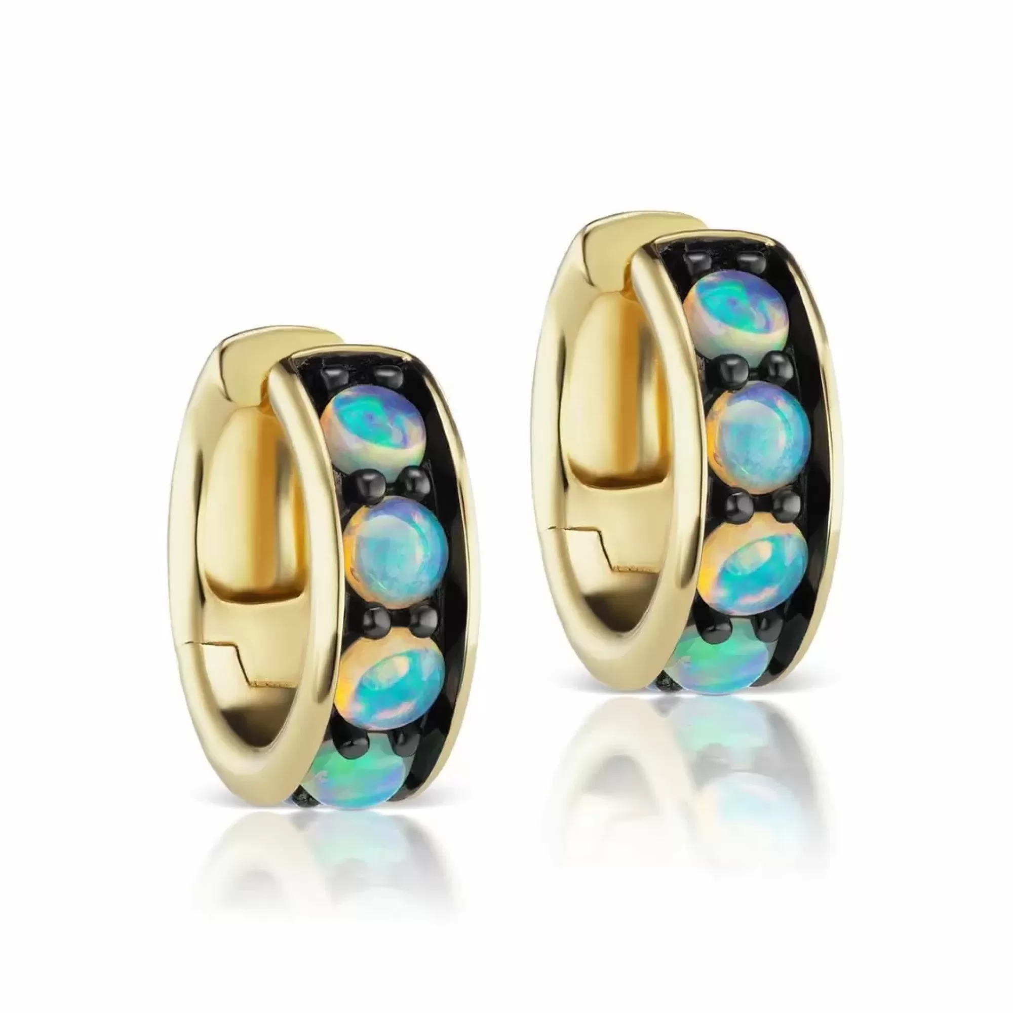 Jane Taylor 14K Opal Huggie Hoop Earrings Clearance