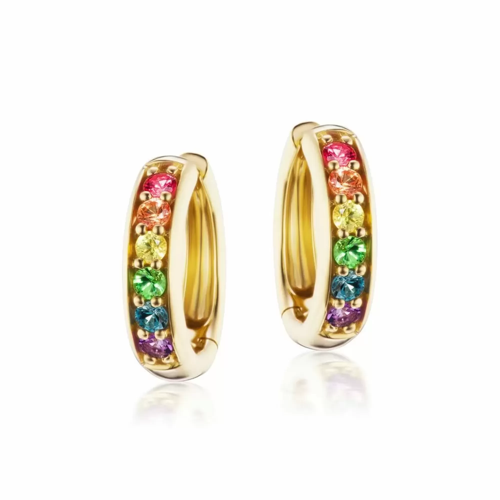 Jane Taylor 14K Rainbow Gemstone Hoop Earrings Discount