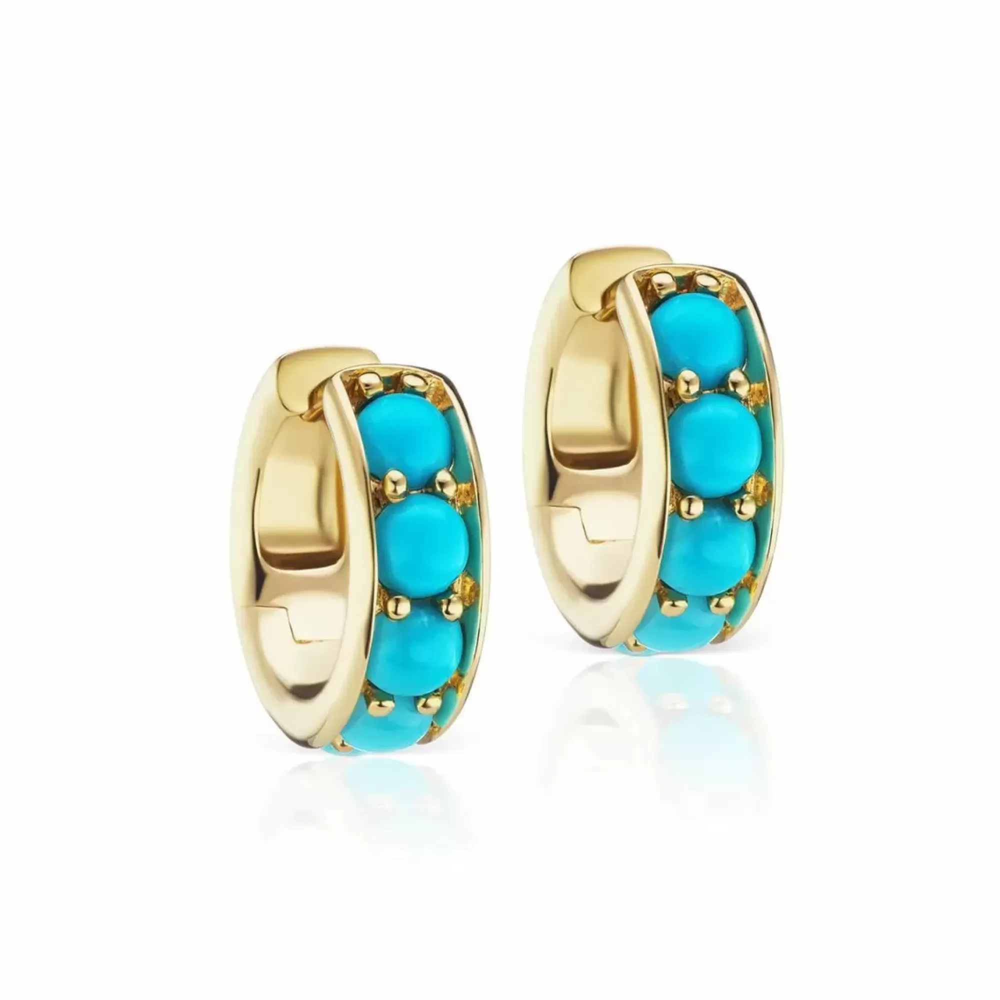 Jane Taylor 14K Turquoise Huggie Hoop Earrings Cheap