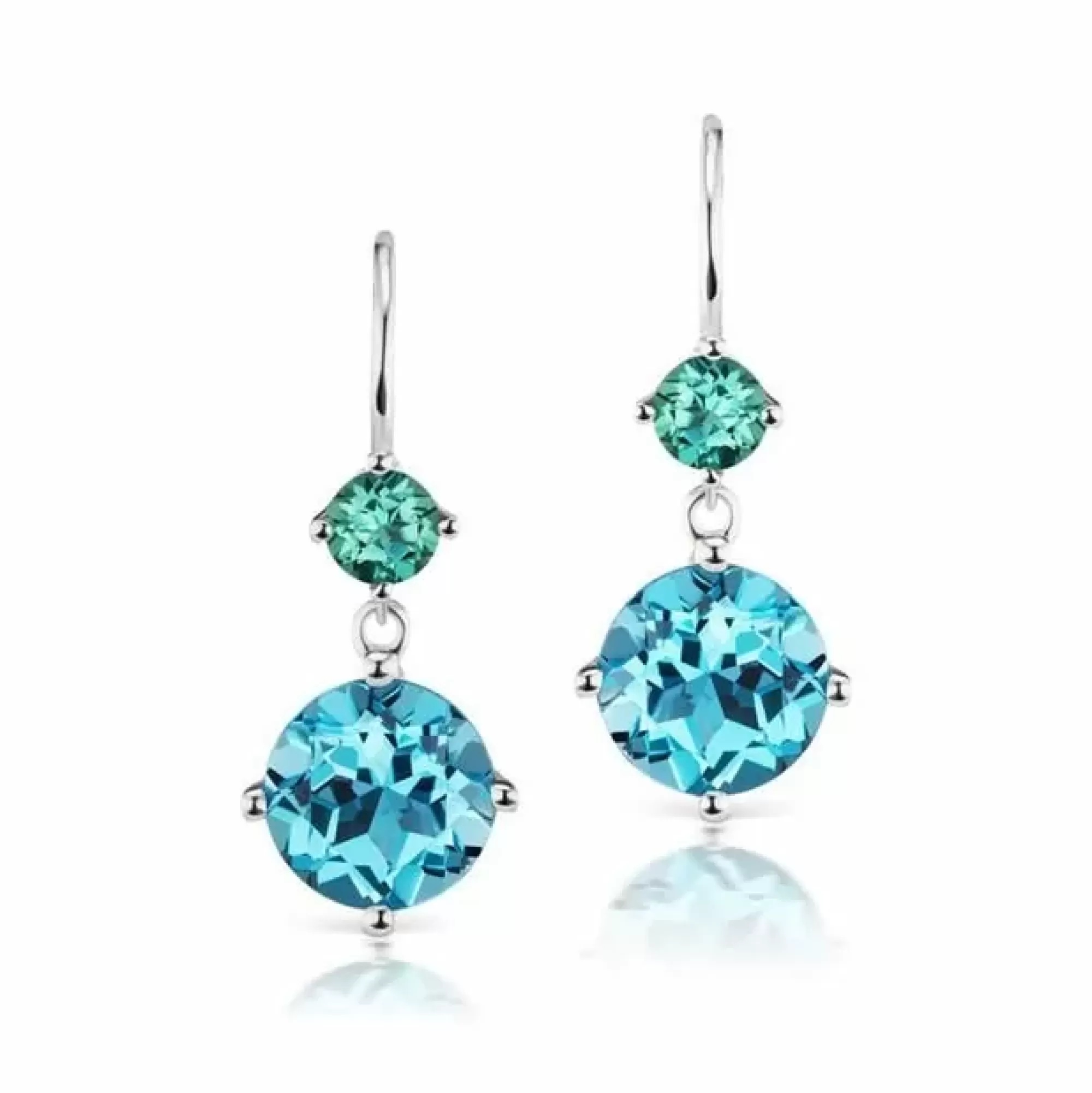 Jane Taylor 14K Yellow Gold Green Tourmaline And Blue Topaz Double Drop Earrings Cheap