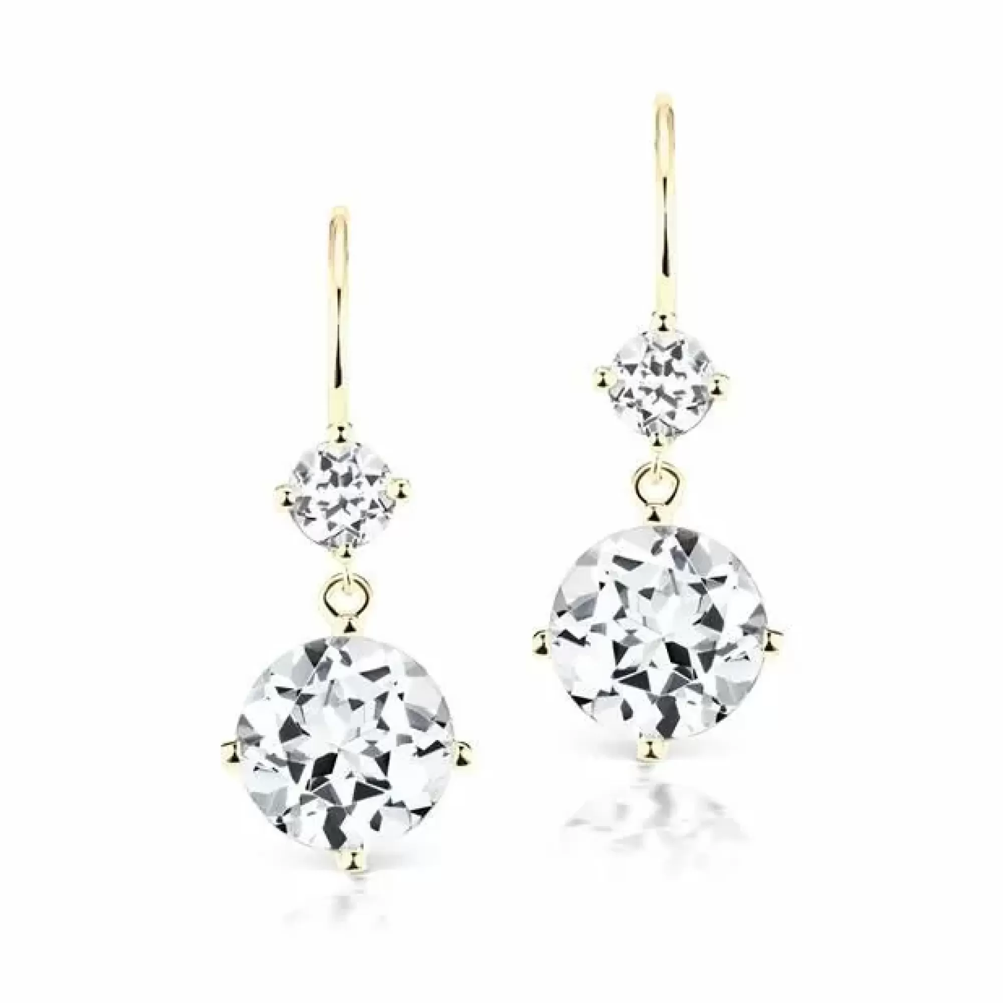 Jane Taylor 14K Yellow Gold White Topaz Double Drop Earrings Discount