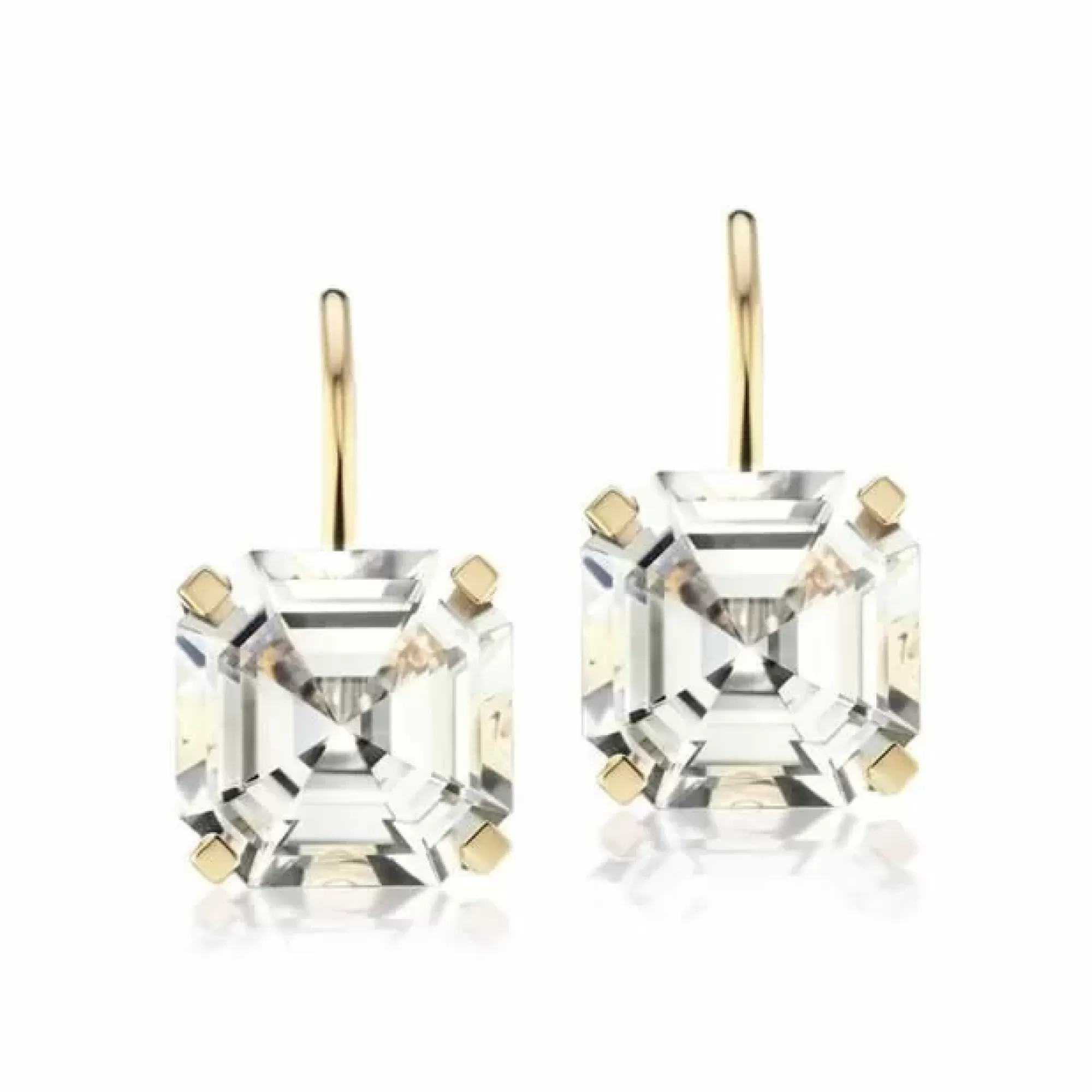 Jane Taylor 14K Yellow Gold White Topaz Octagon Drop Earrings Best Sale