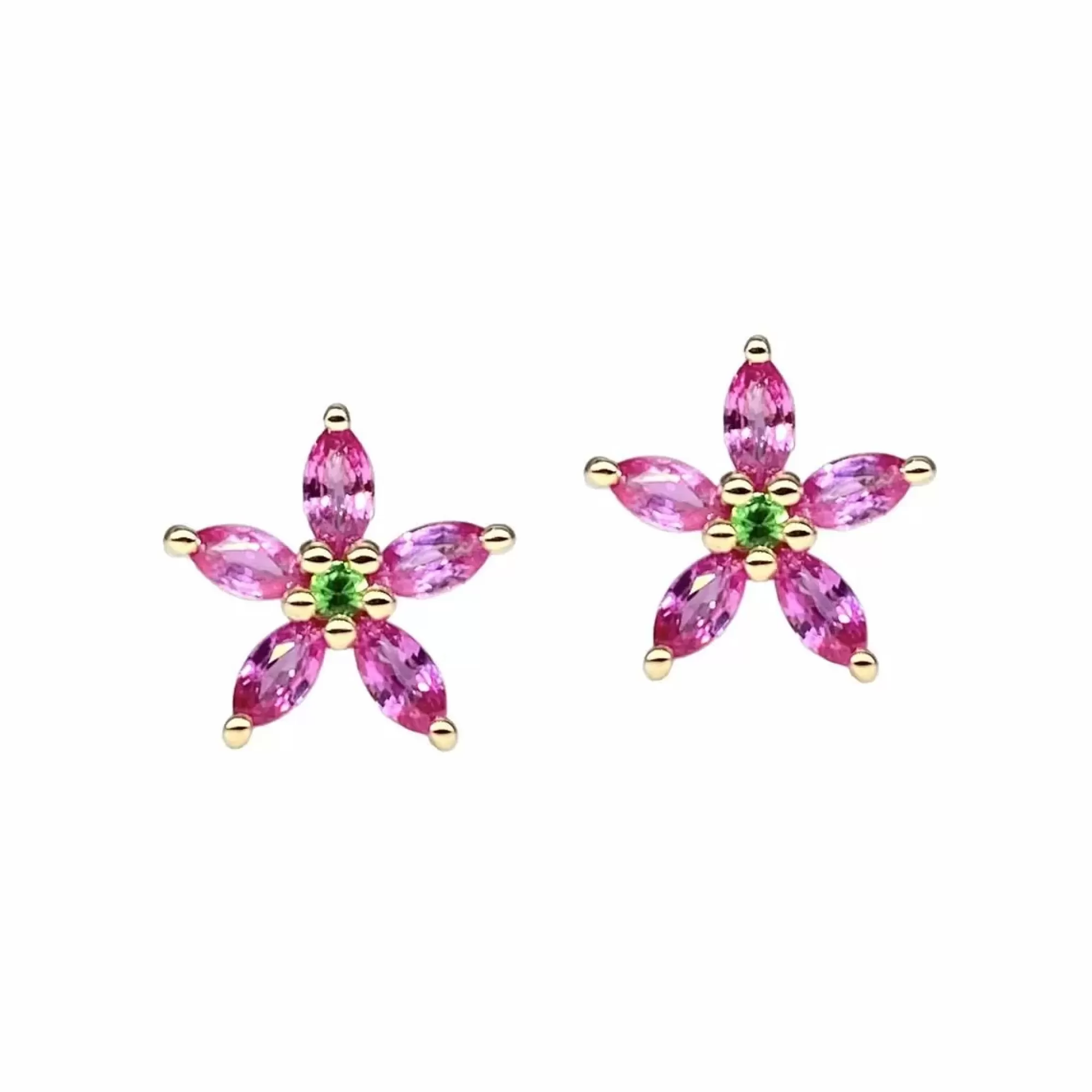 Jane Taylor Moval Floral Sapphire And Tsavorite Stud Earrings Cheap