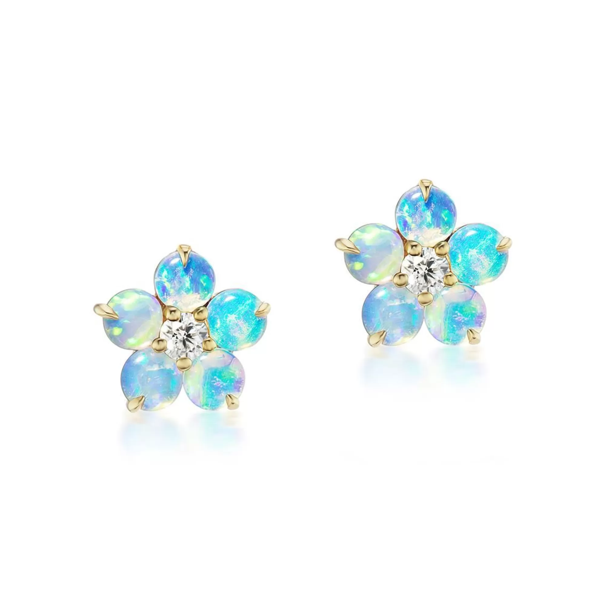 Jane Taylor Petite Round Floral Opal And Diamond Stud Earrings Hot