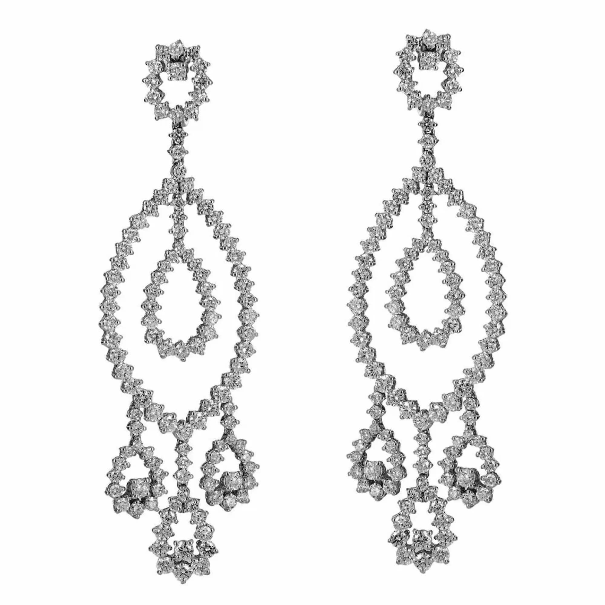 Leo Pizzo 18K White Gold And Diamond Large Open Marquise And Pear Drop Earrings Best
