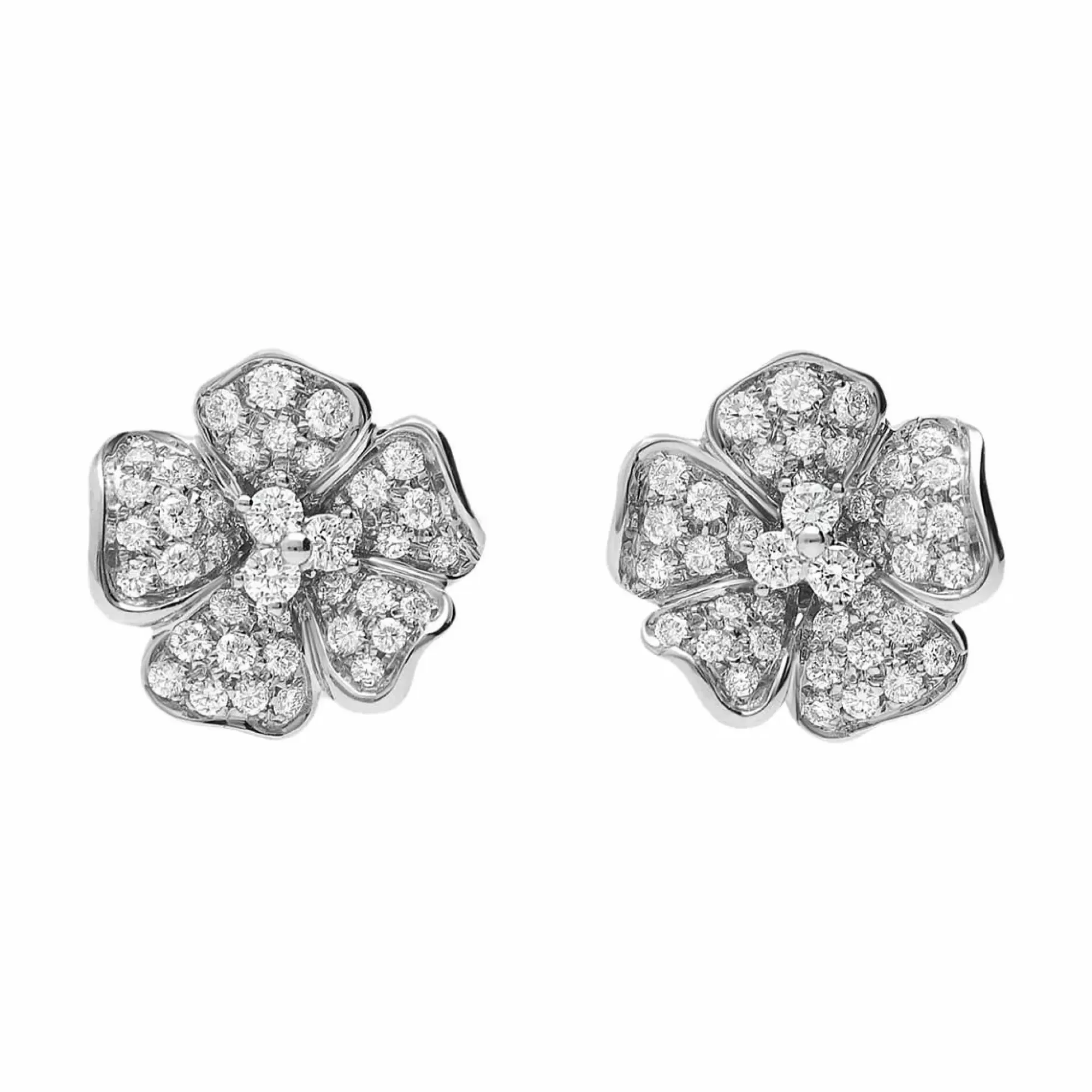 Leo Pizzo 18K White Gold And Diamond Small Flower Earrings Discount