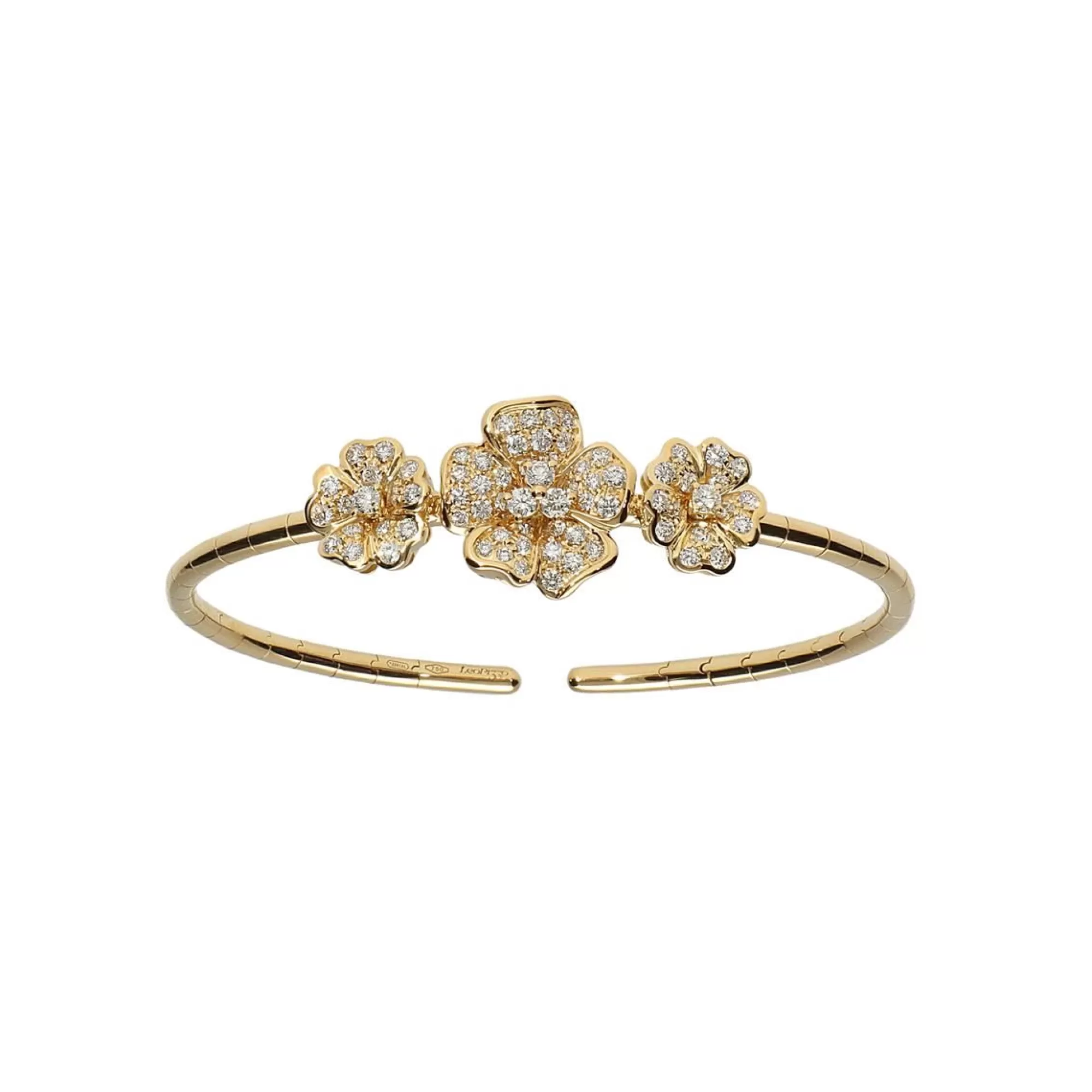 Leo Pizzo 18K Yellow Gold And Diamond Flower Cuff Bracelet New