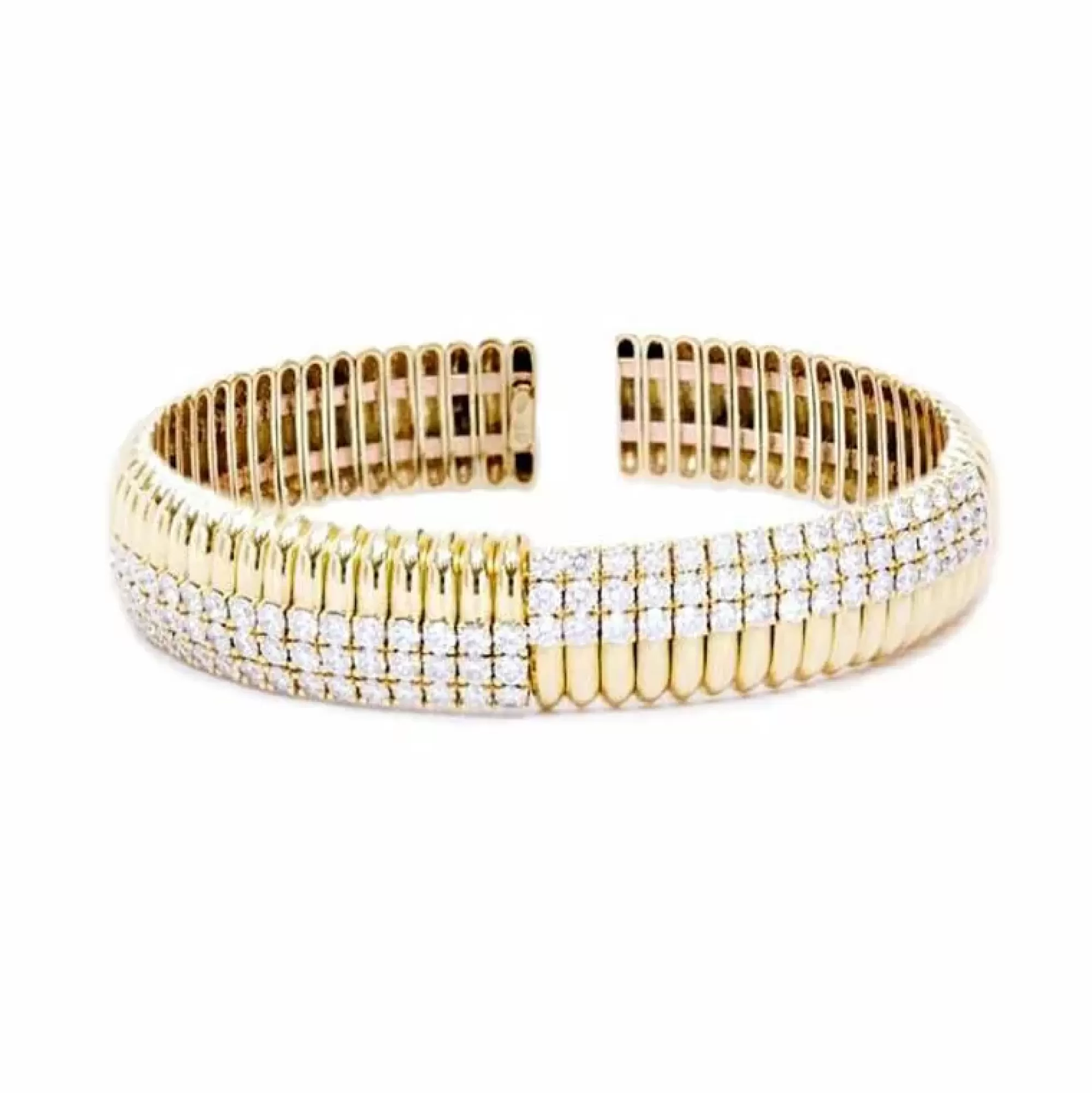 * London Collection18K Yellow Gold Alternating Diamond Small Flex Cuff Bracelet Sale