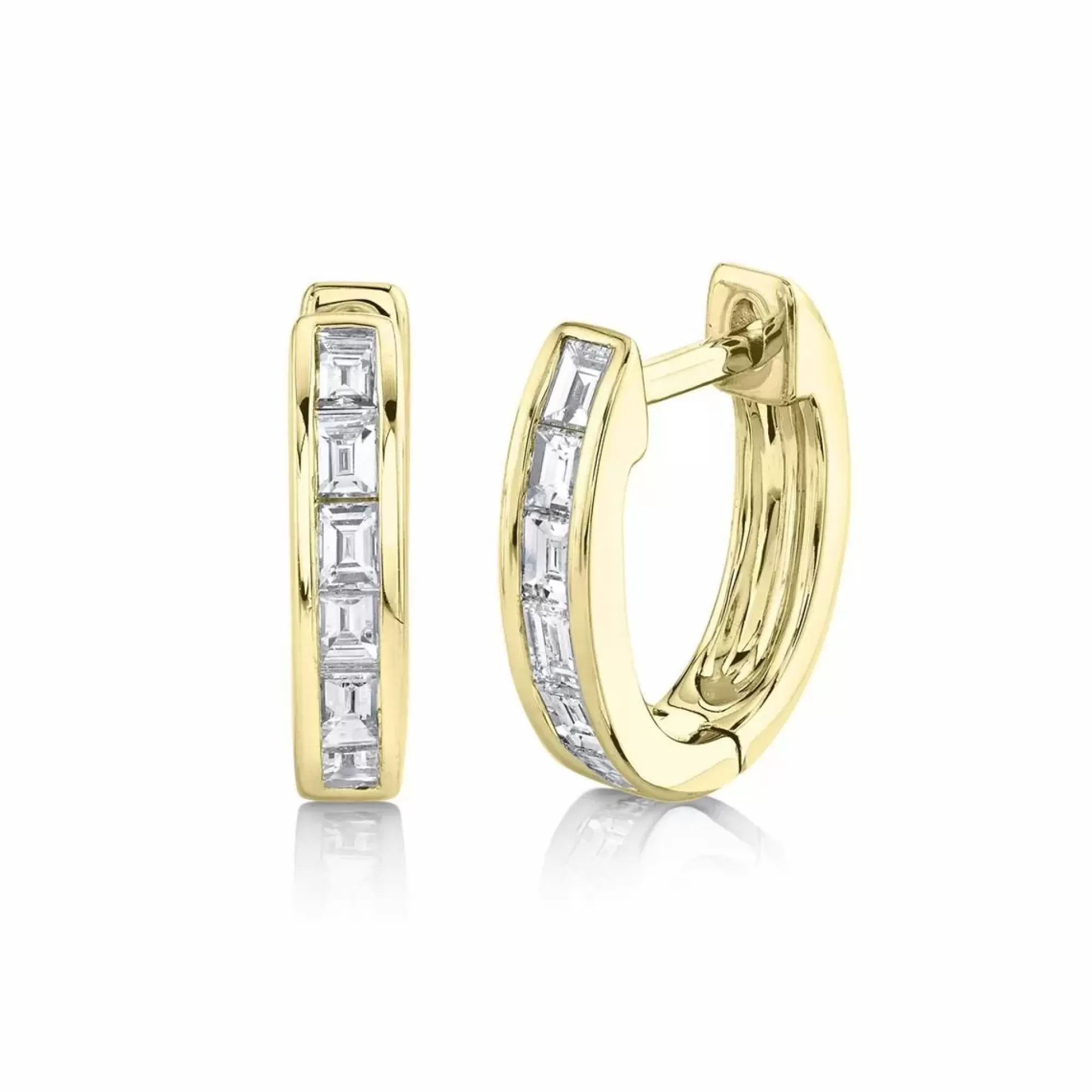 London Collection 14K Baguette Diamond Huggie Hoops Best