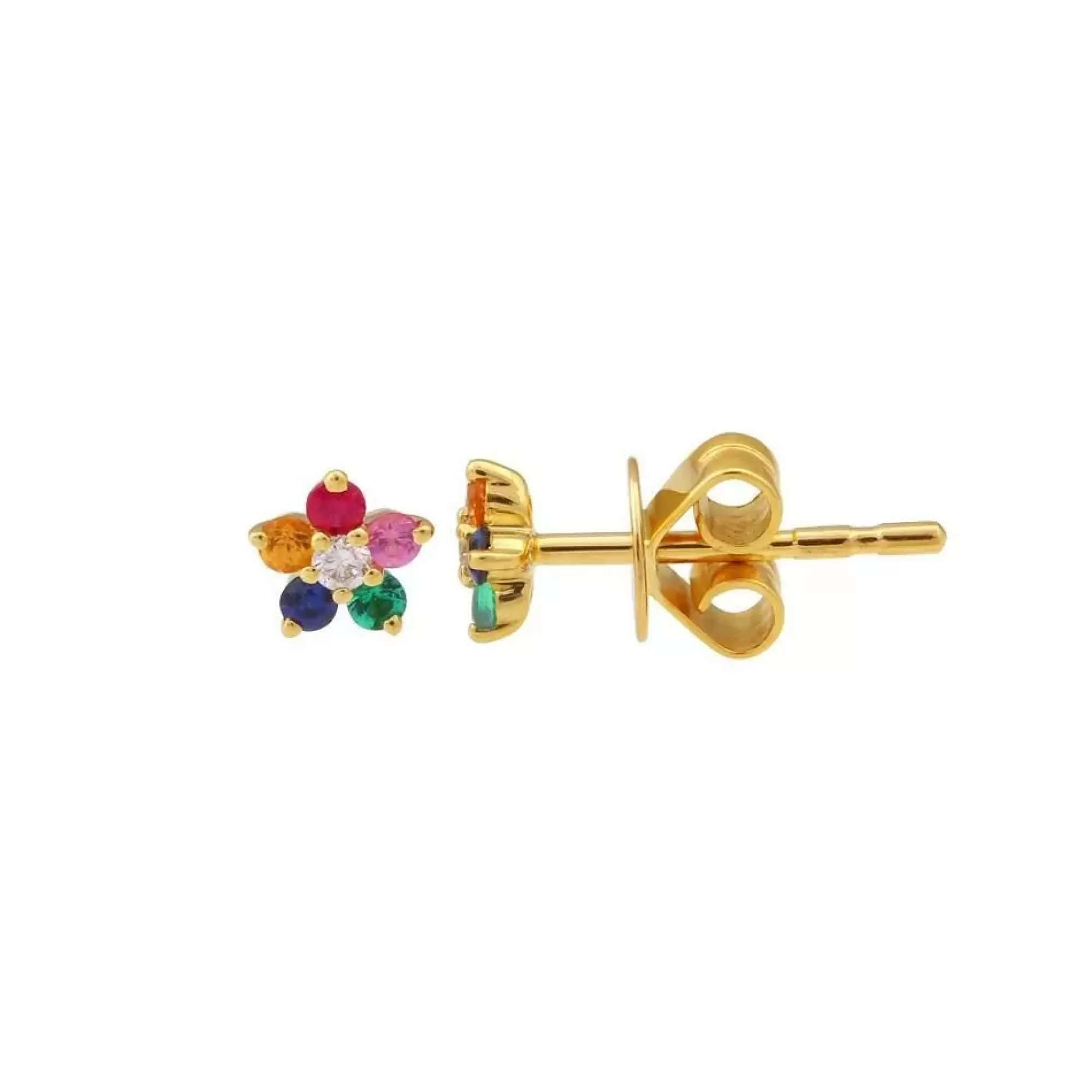 * London Collection 14K Diamond And Mixed Color Gemstone Flower Studs Shop