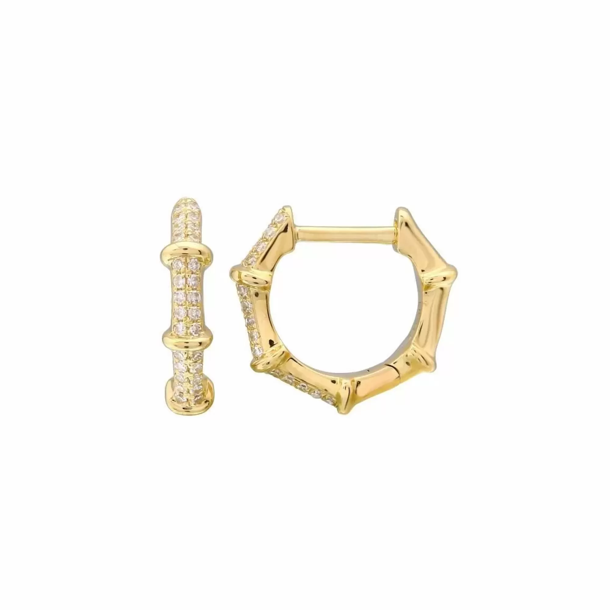 London Collection 14K Diamond Bamboo Hoop Earrings Best Sale