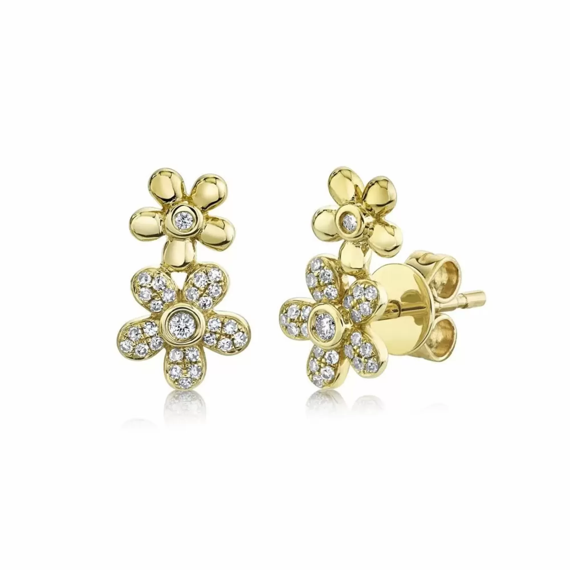 London Collection 14K Diamond Double Flower Earrings Hot