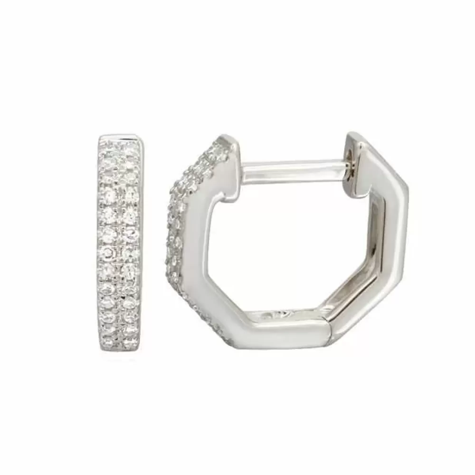 London Collection 14K Gold And Diamond Octagon Hoop Earrings Store