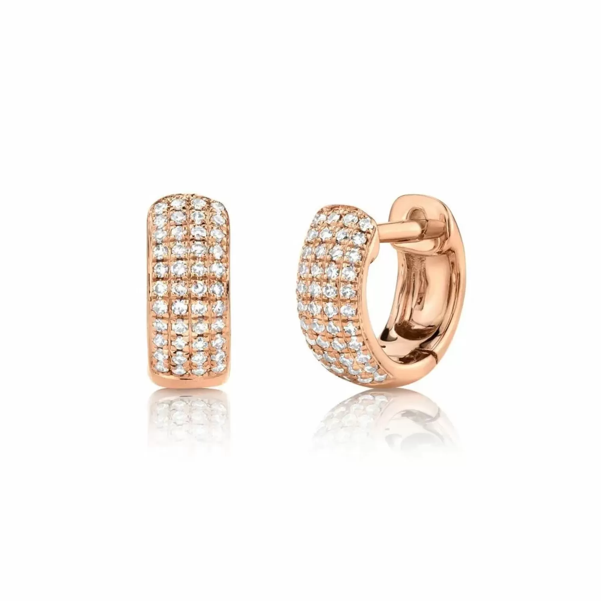 London Collection 14K Gold Multi Row Pave Diamond Huggie Earrings Best