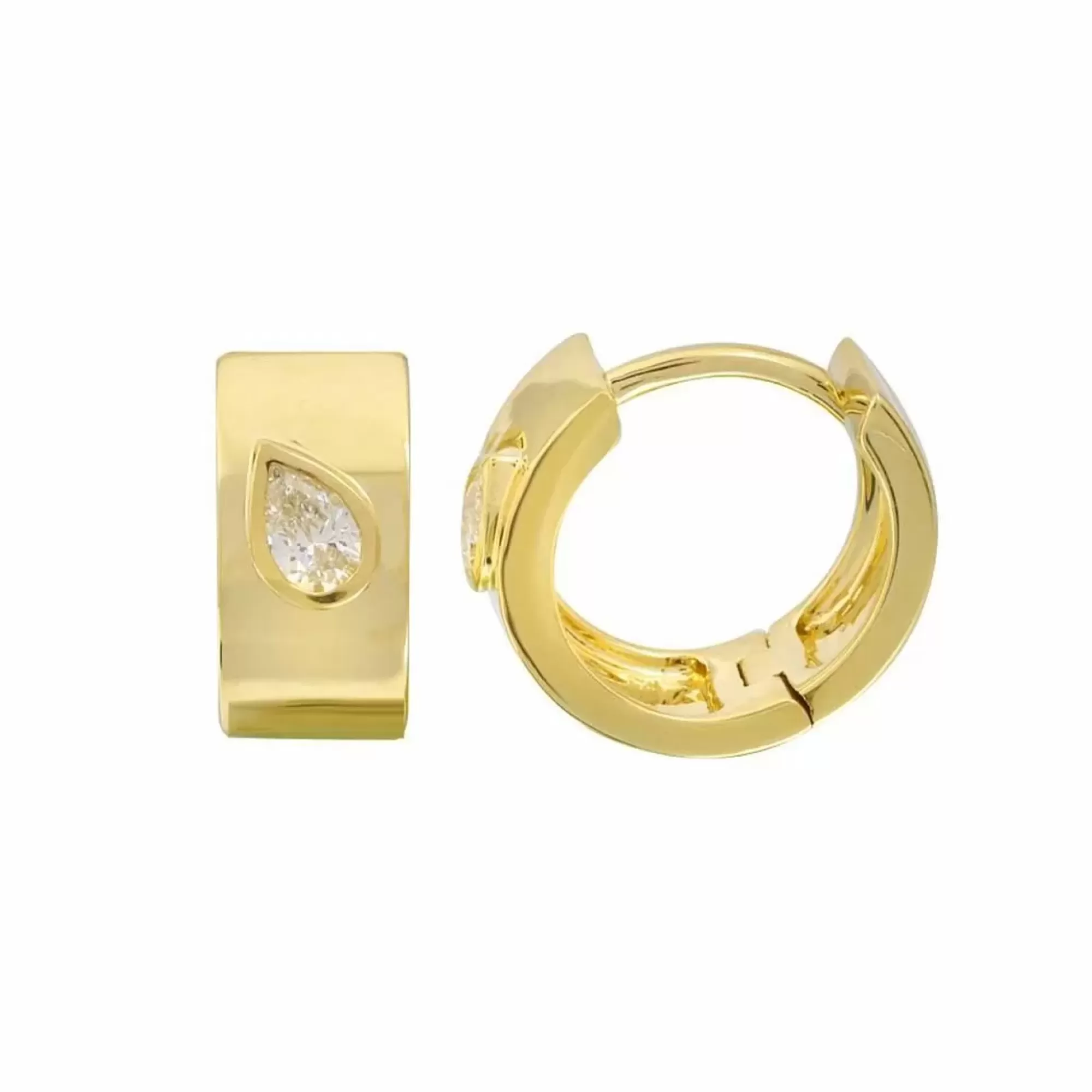 London Collection 14K Pear Diamond Huggie Earrings Store