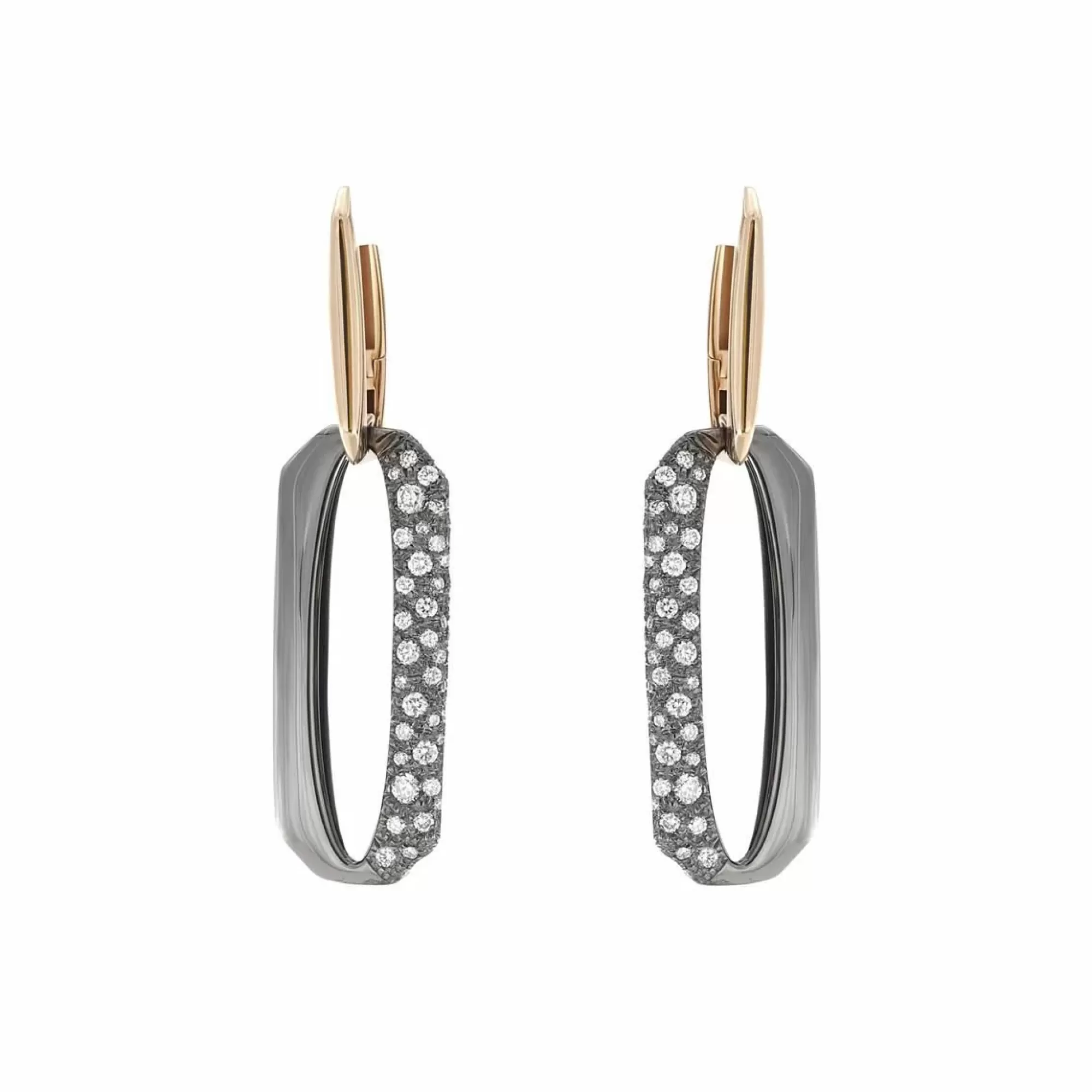 London Collection 14K Rose And Blackened Gold Diamond Link Drop Earrings Best