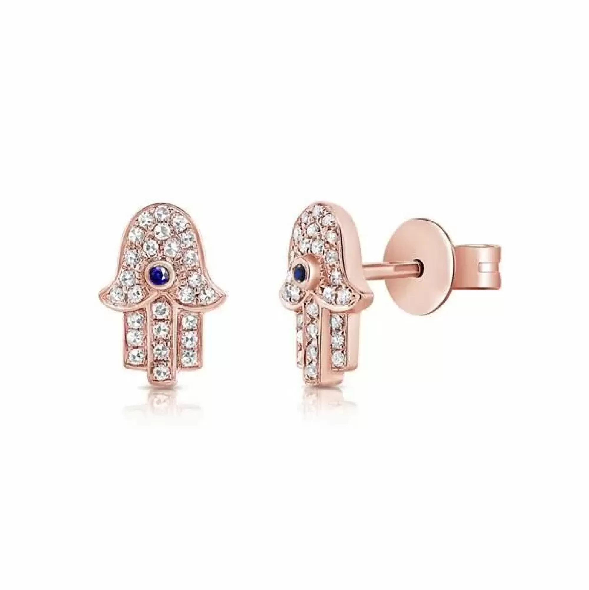 London Collection 14K Rose Gold Diamond And Sapphire Hamsa Earrings Sale