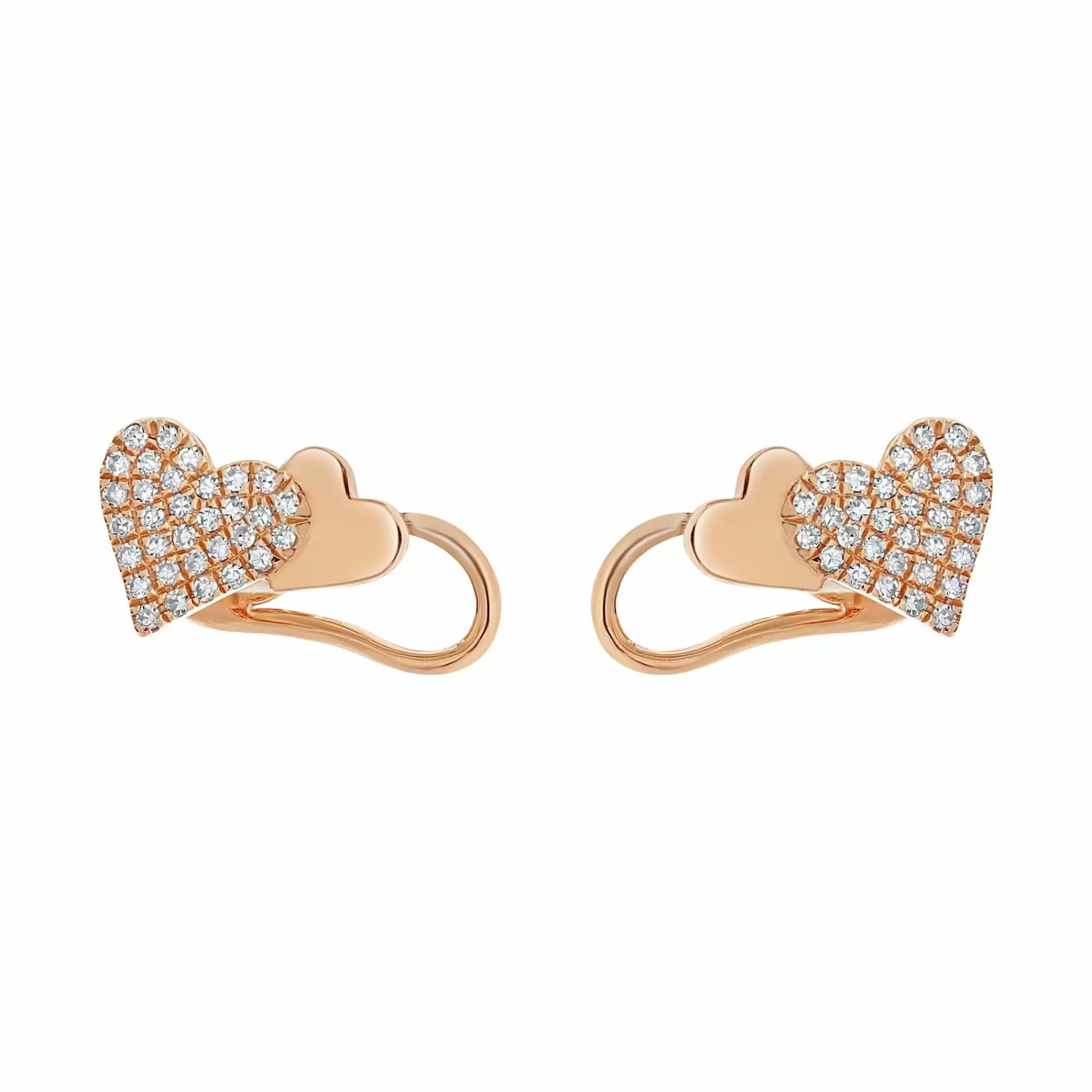 * London Collection 14K Rose Gold Diamond Double Heart Earrings Outlet