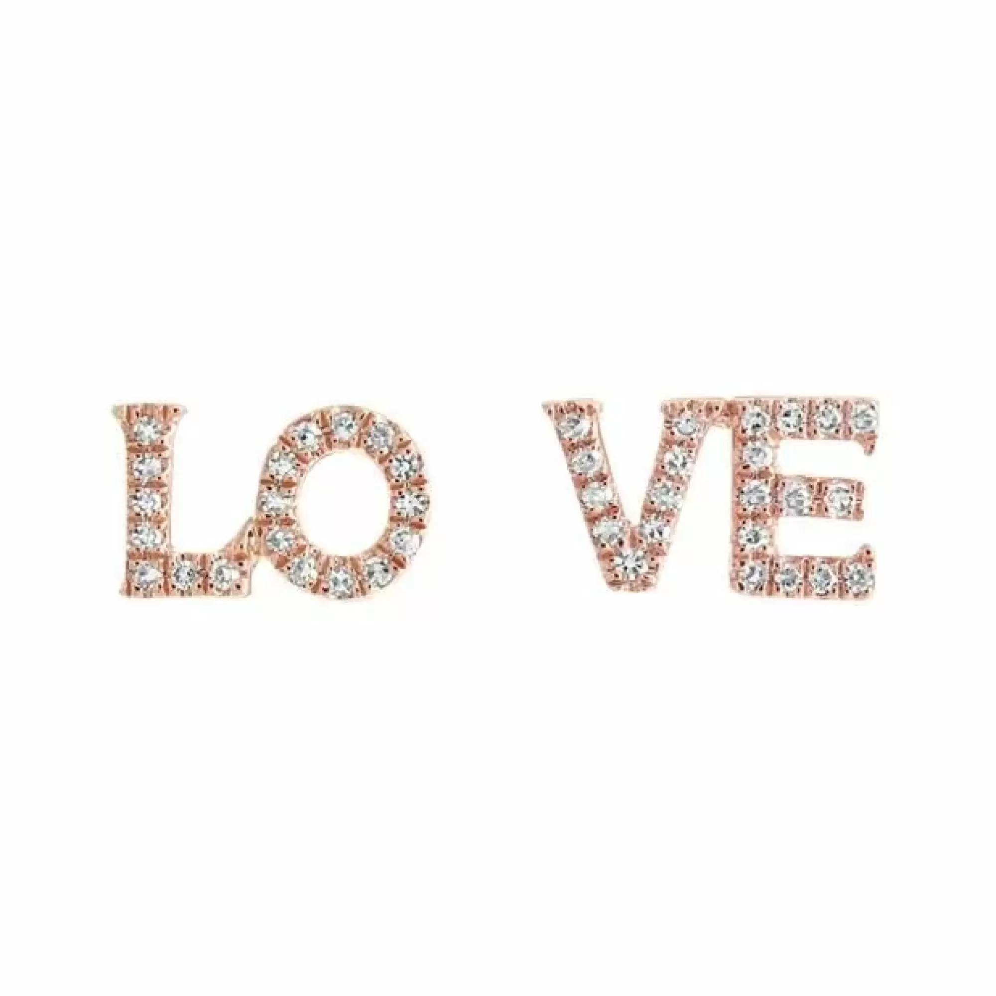 * London Collection 14K Rose Gold Pave Diamond Love Stud Earrings Sale