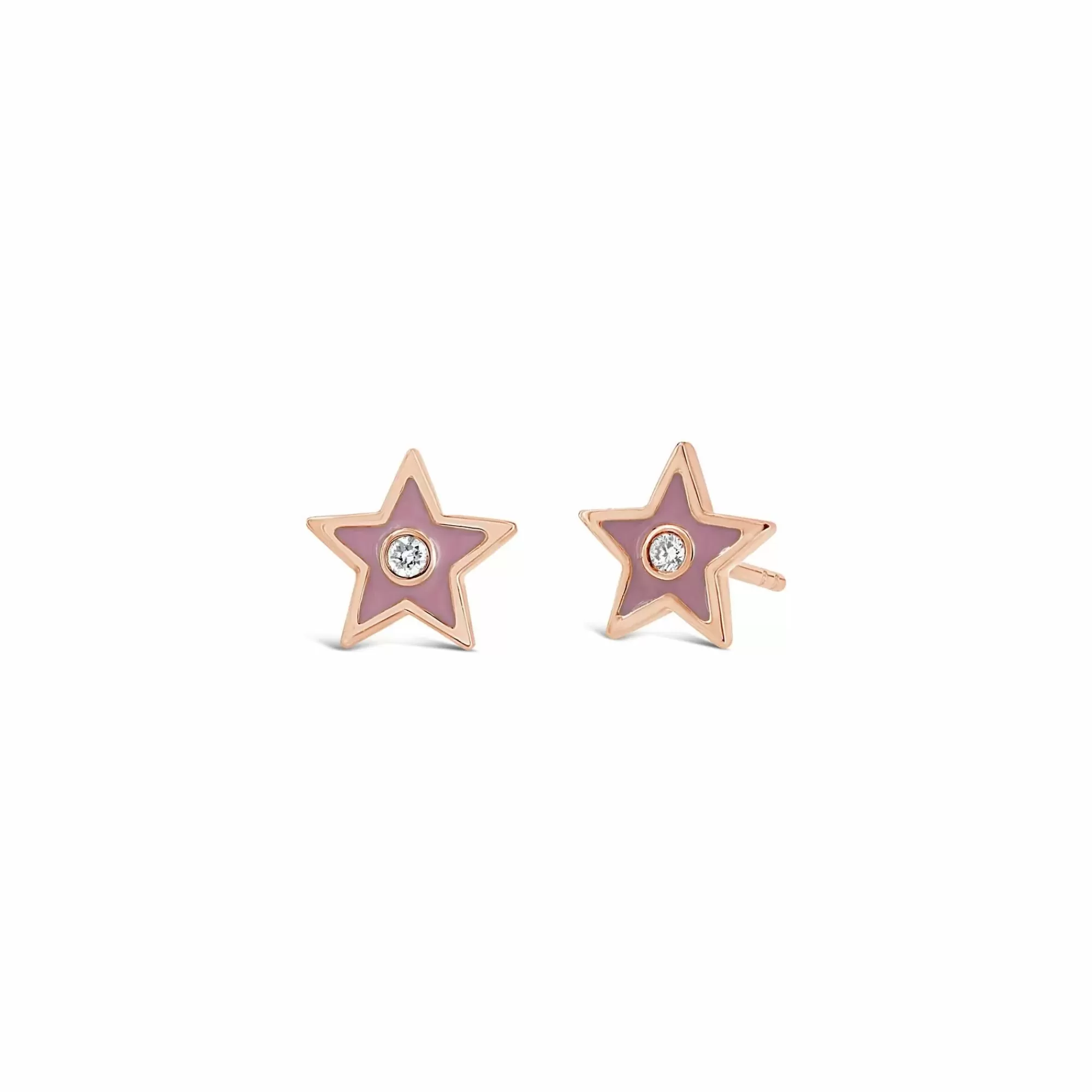 * London Collection 14K Rose Gold Pink Enamel And Diamond Star Stud Earrings Discount