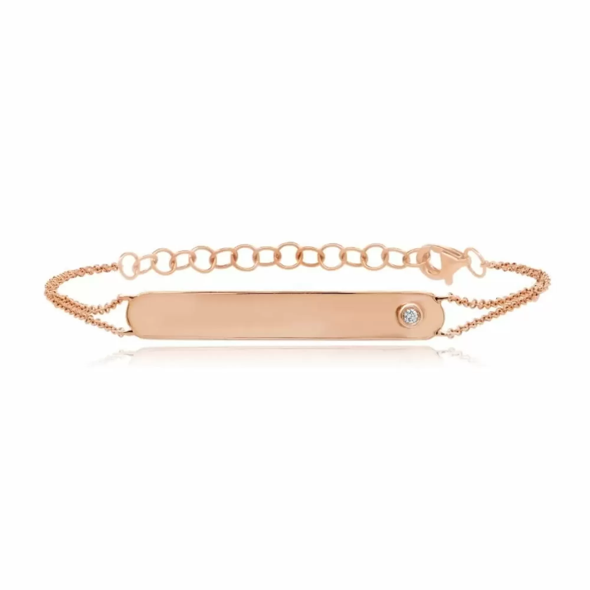 * London Collection 14K Rose Gold Single Diamond Bar Chain Bracelet Best