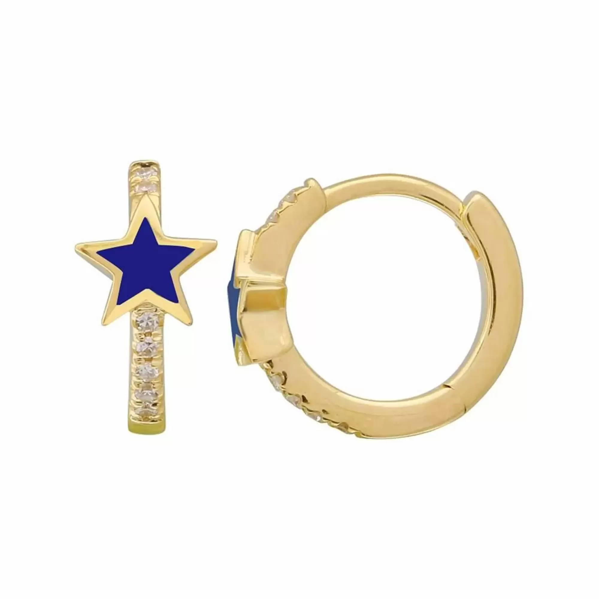 London Collection 14K Star And Diamond Huggies Discount