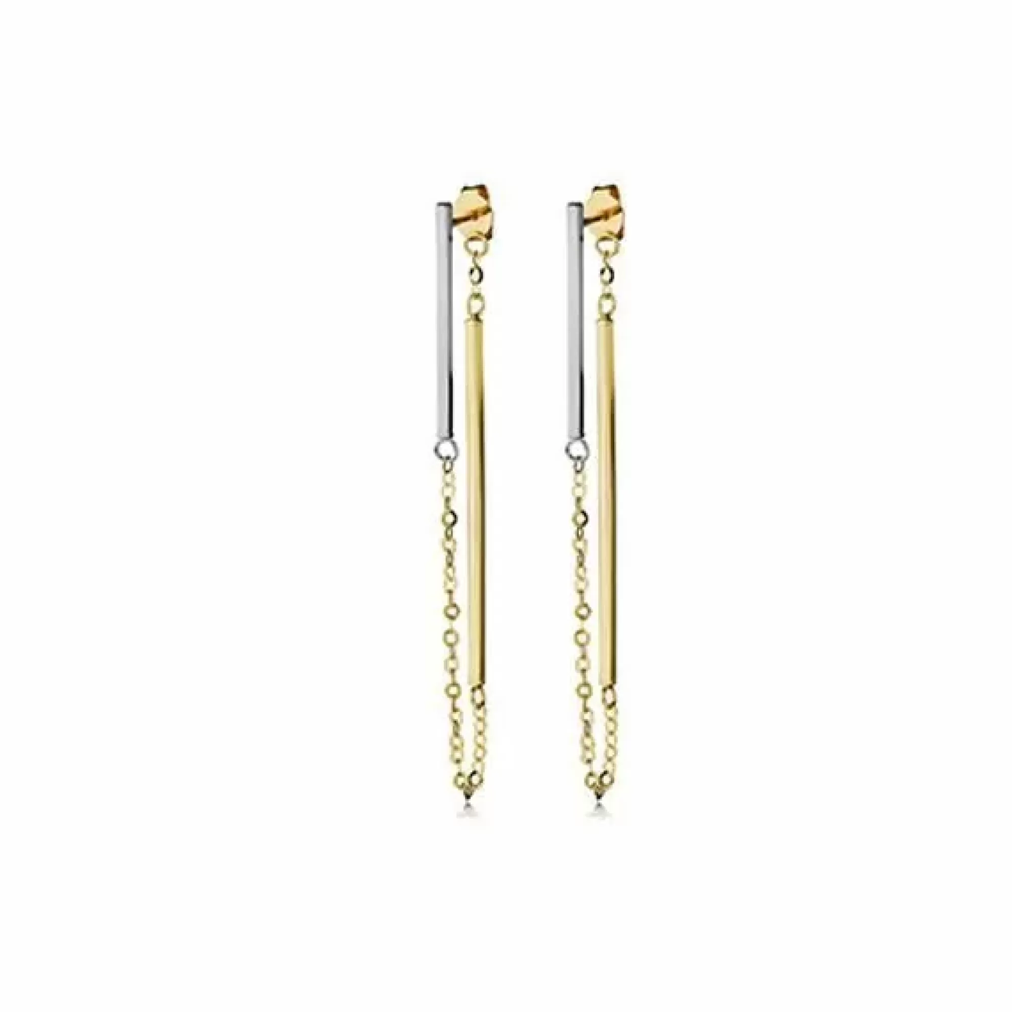 London Collection 14K Two Tone Bar Front Back Drop Earrings Online