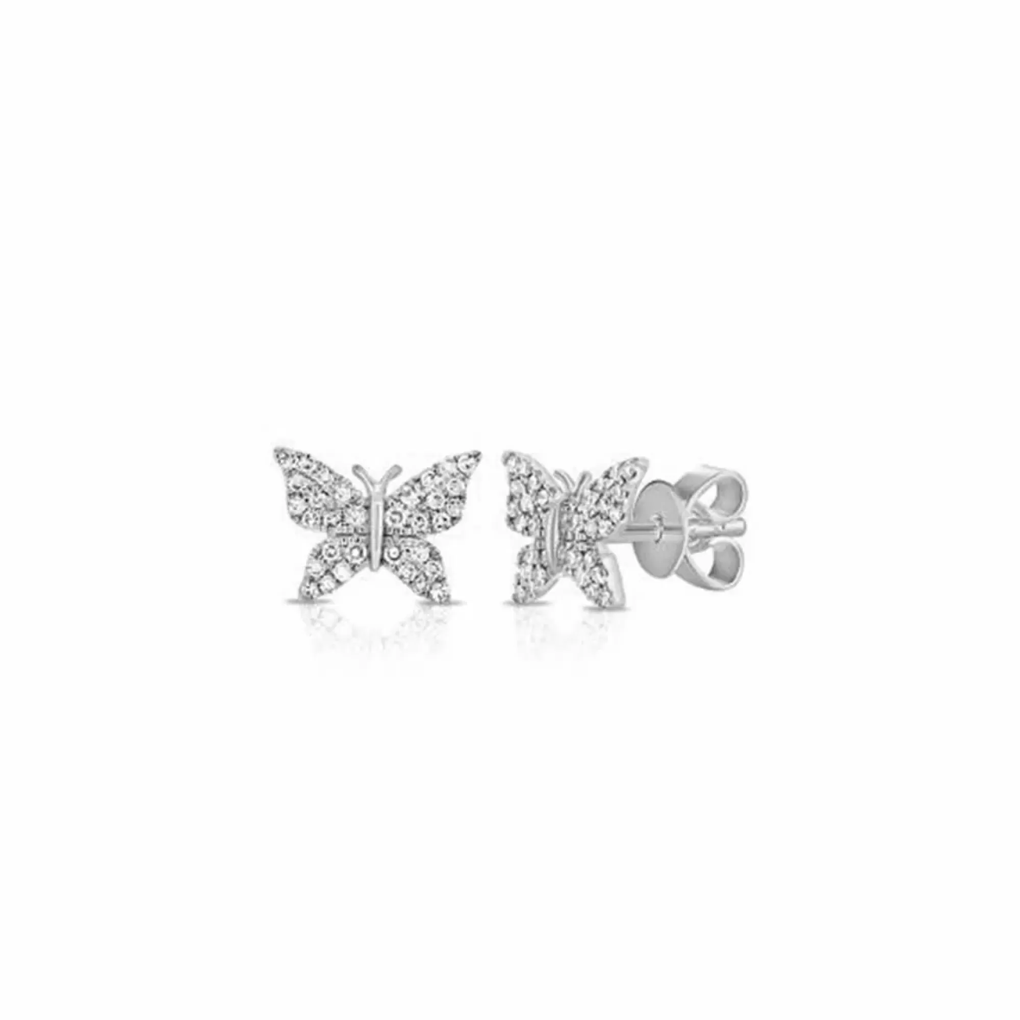 London Collection 14K White Gold And Pave Diamond Butterfly Stud Earrings Hot