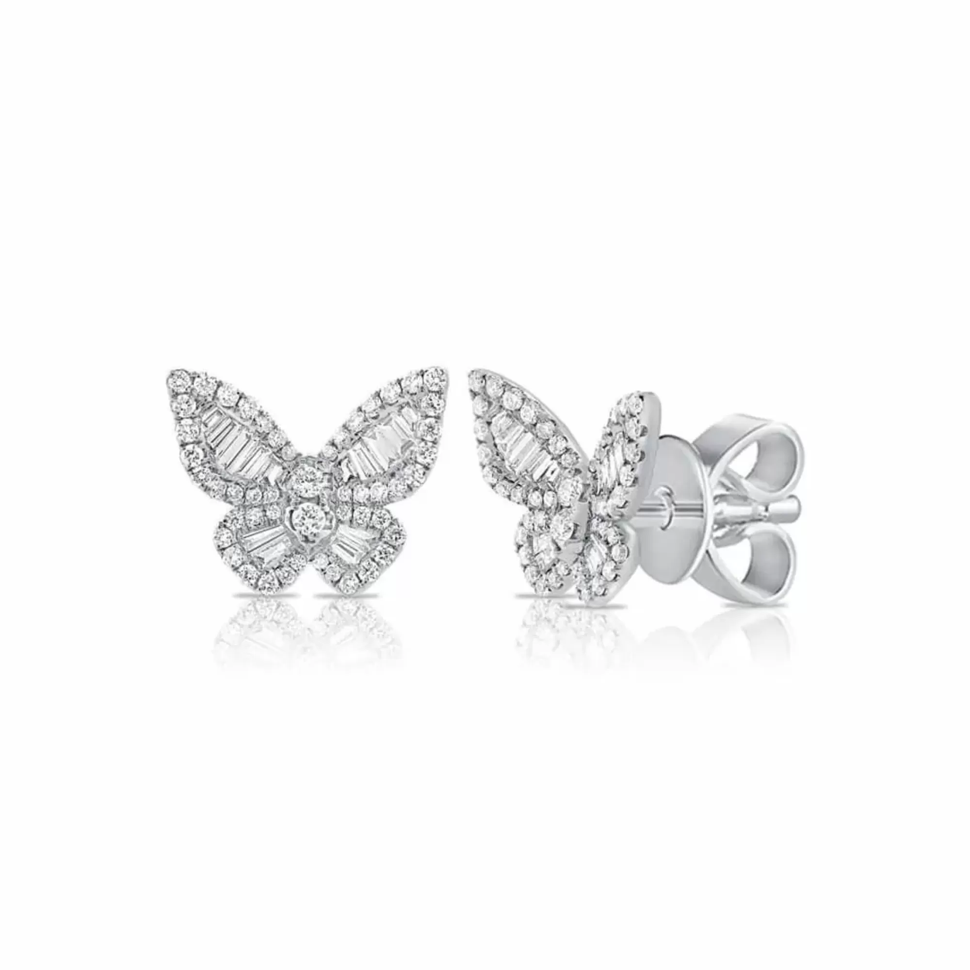 London Collection 14K White Gold Baguette Diamond Butterfly Earrings Online