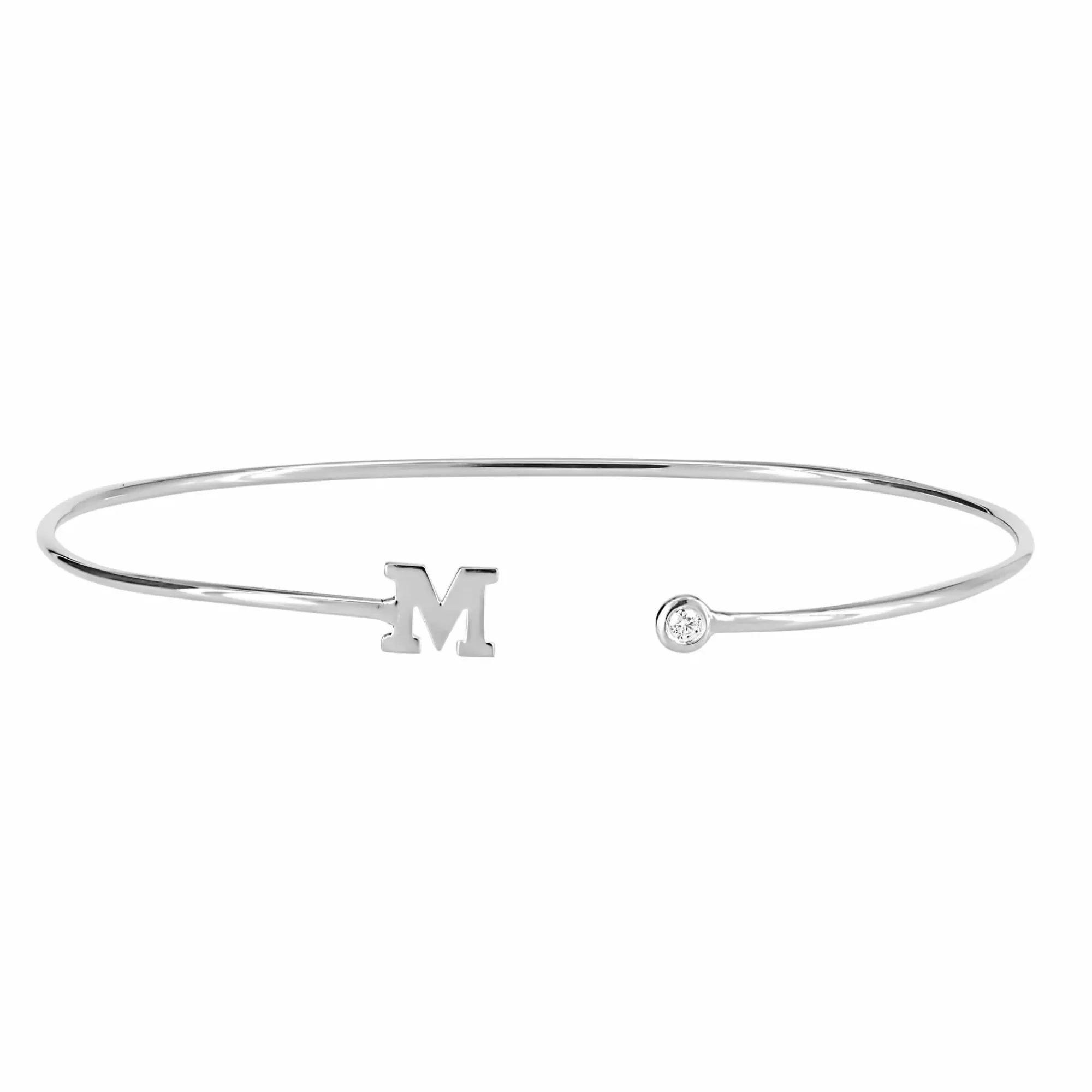 * London Collection 14K White Gold Diamond And Initial M Bangle Bracelet Store