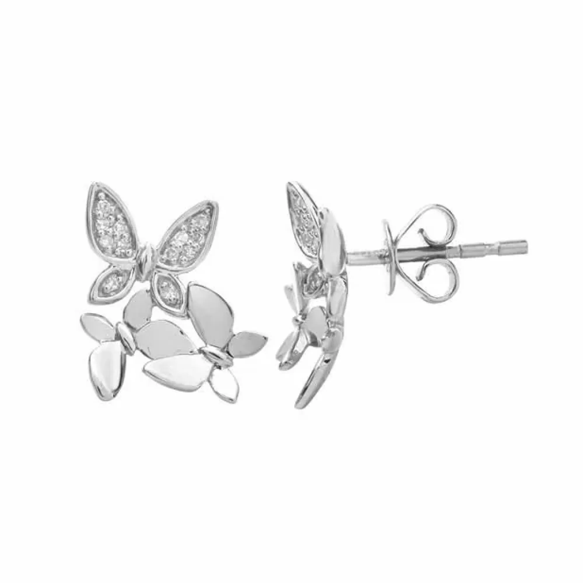 London Collection 14K White Gold Diamond Butterfly Cluster Earrings Store