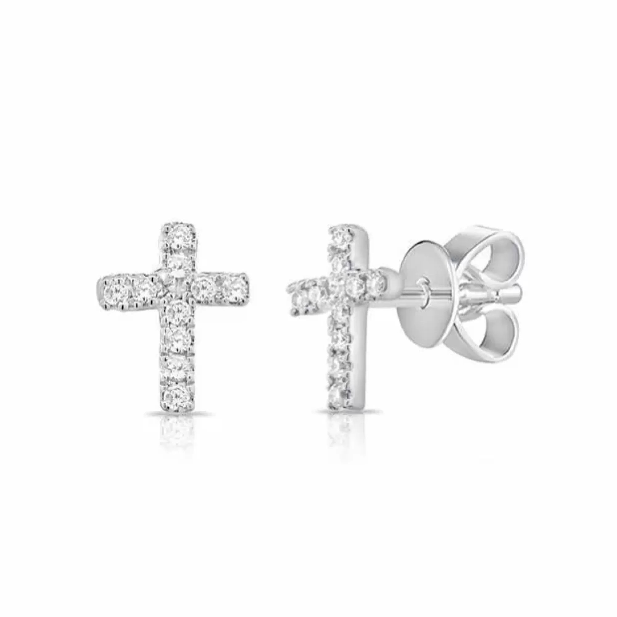 London Collection 14K White Gold Diamond Cross Earrings Hot