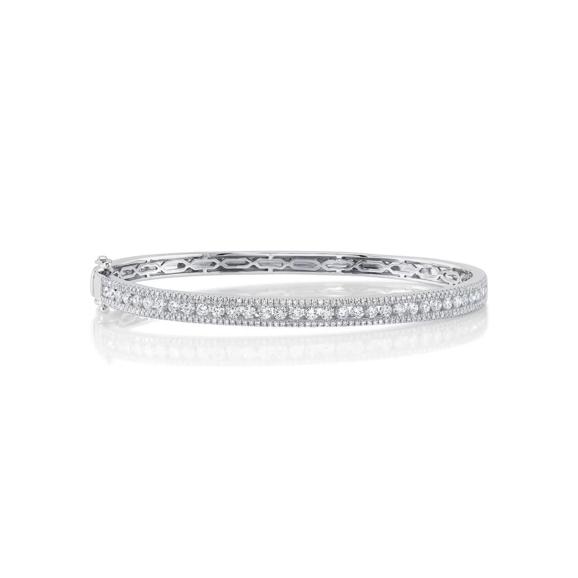 London Collection 14K White Gold Pave Diamond Bangle Bracelet Discount