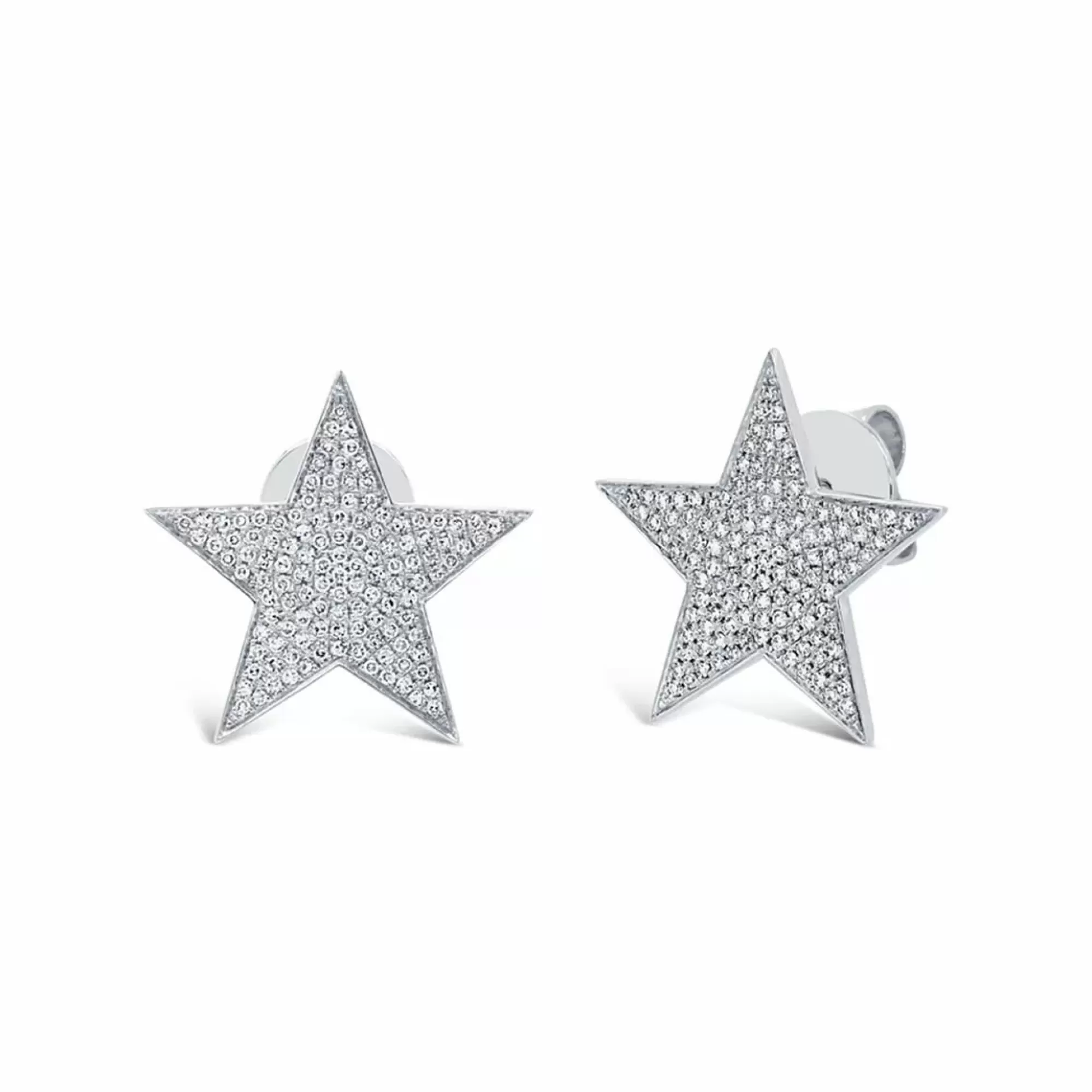 London Collection 14K White Gold Pave Diamond Star Stud Earrings Hot