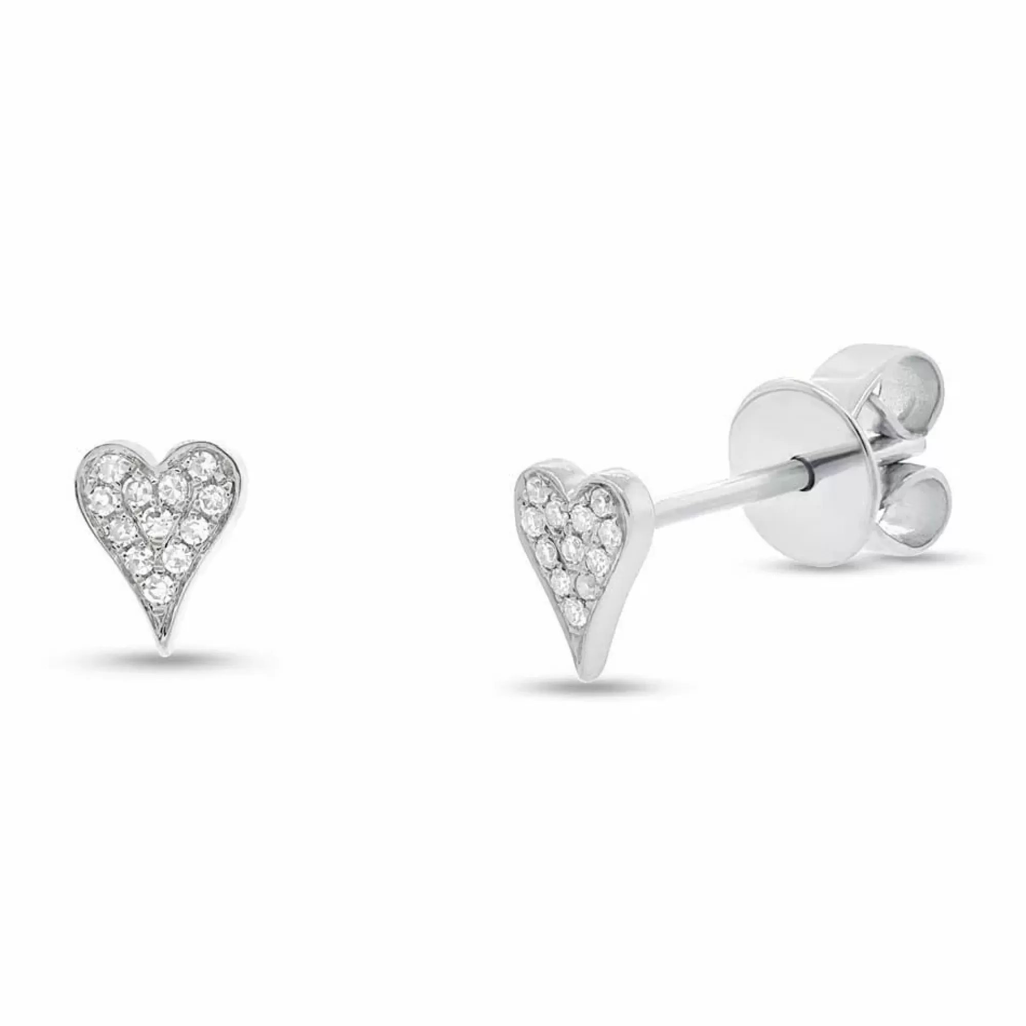 * London Collection 14K White Gold Pave Heart Stud Earring Flash Sale