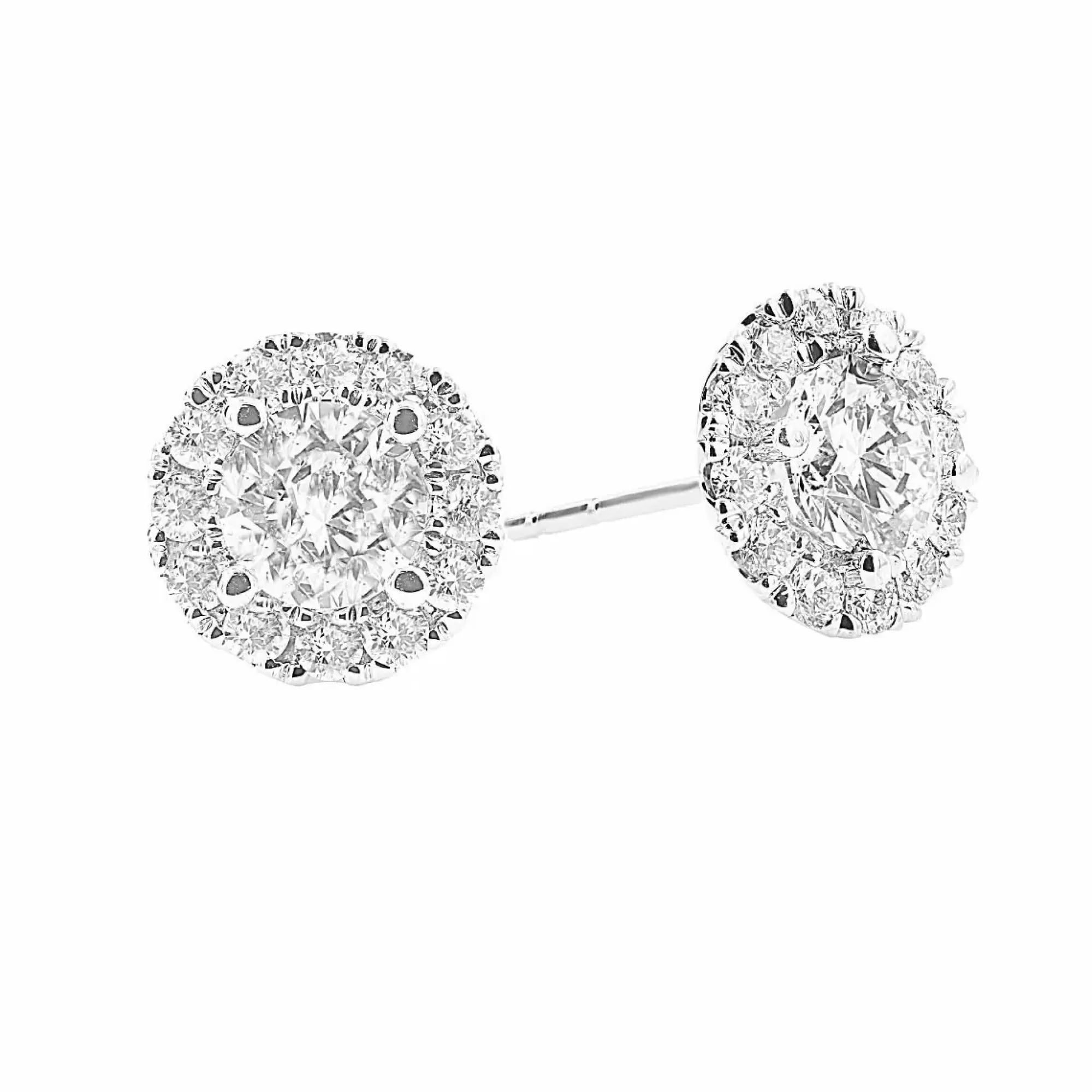 * London Collection 14K White Gold Round Diamond Halo Stud Earrings Outlet