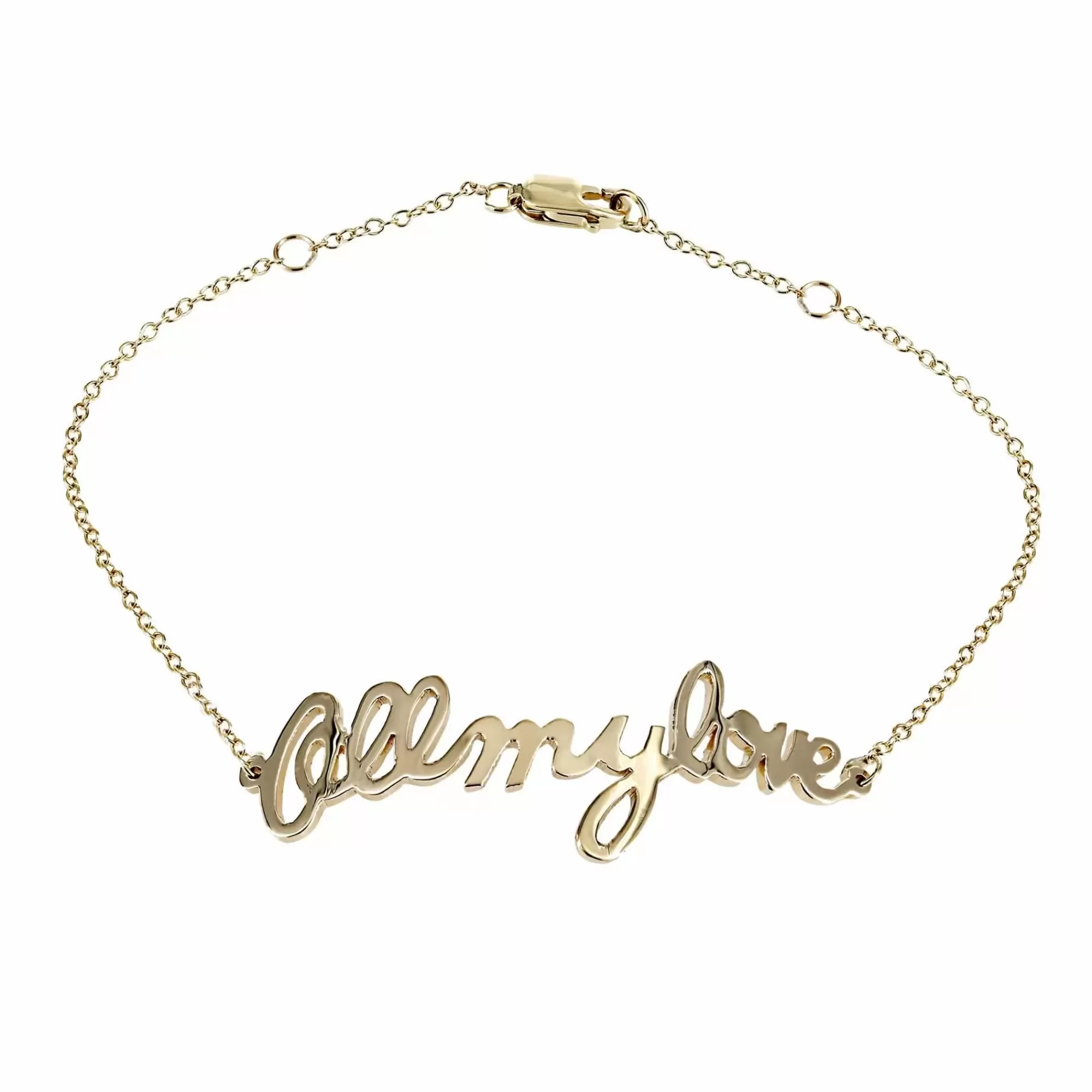 * London Collection 14K Yellow Gold All My Love Script Chain Bracelet Hot