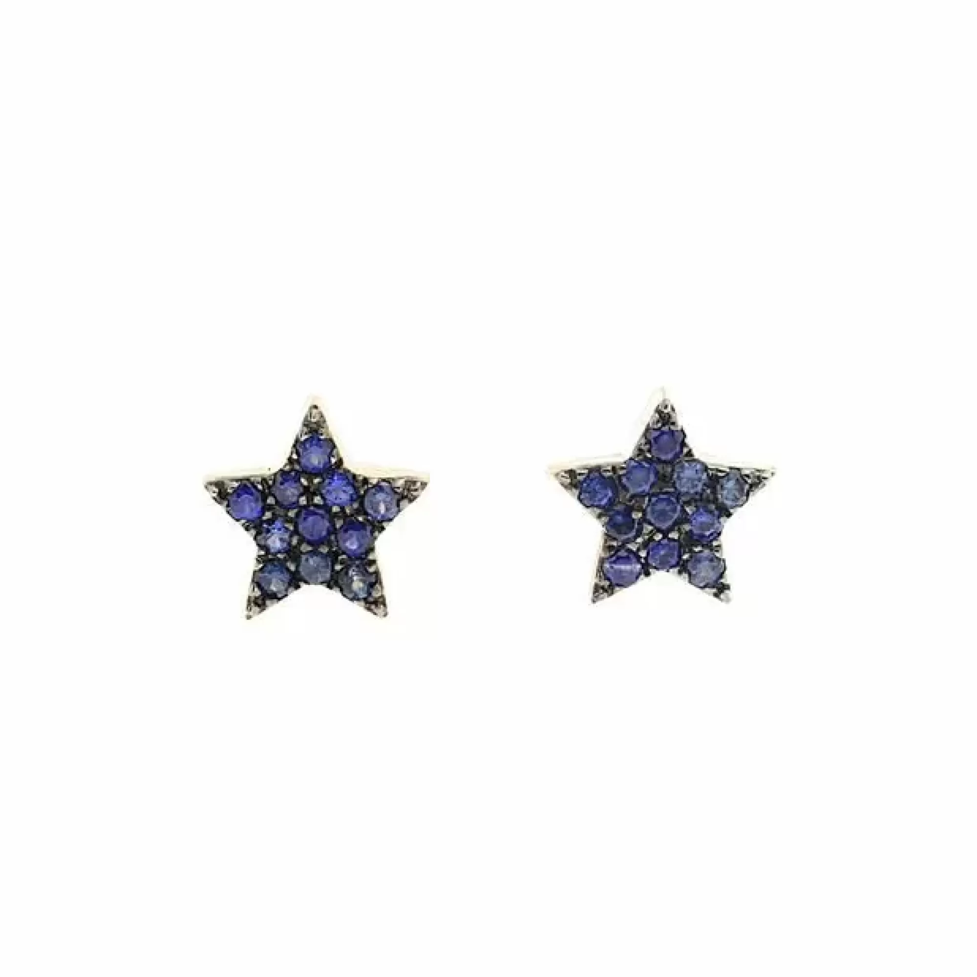 London Collection 14K Yellow Gold And Black Rhodium Sapphire Star Stud Earrings Cheap