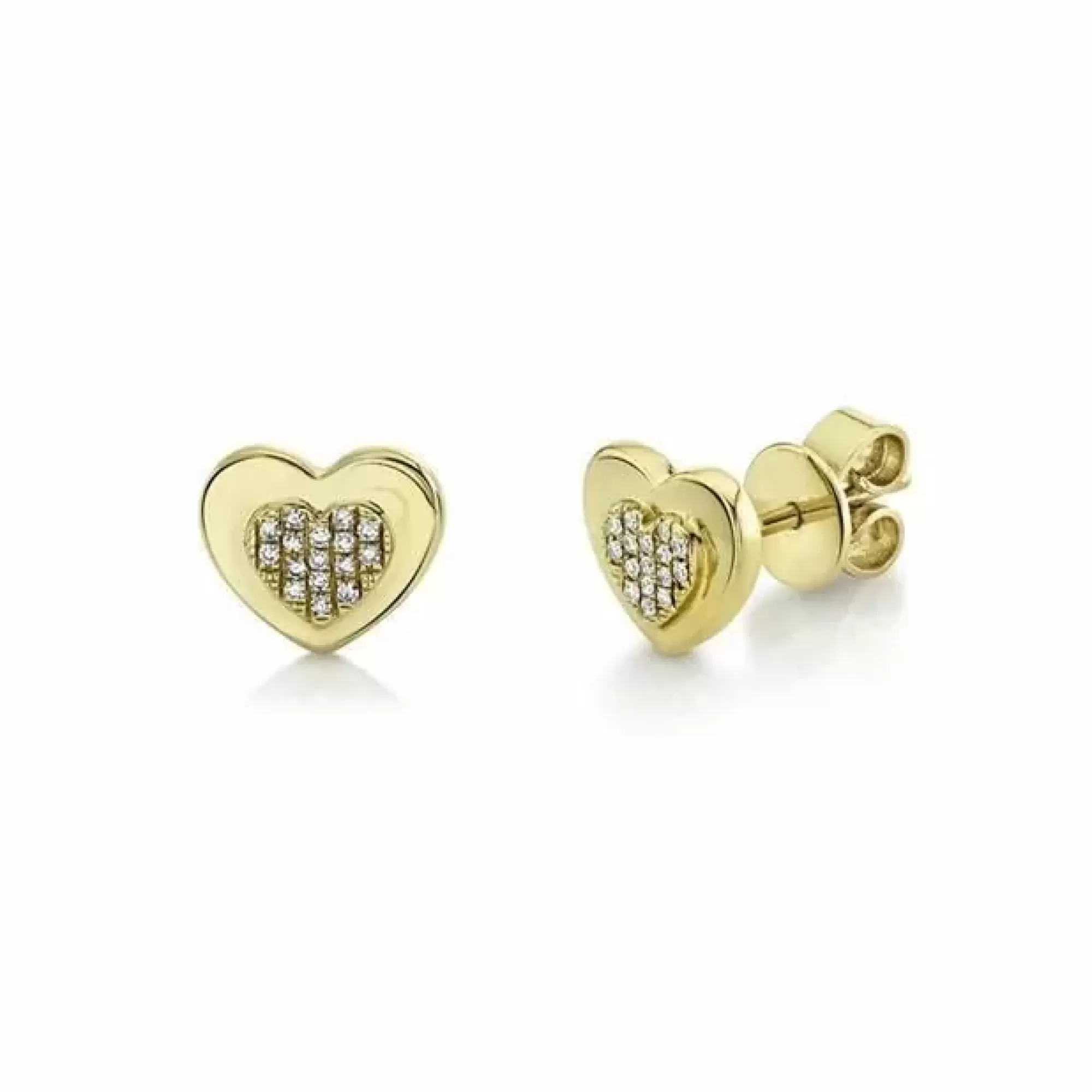 * London Collection 14K Yellow Gold And Pave Diamond Heart Stud Earrings Discount