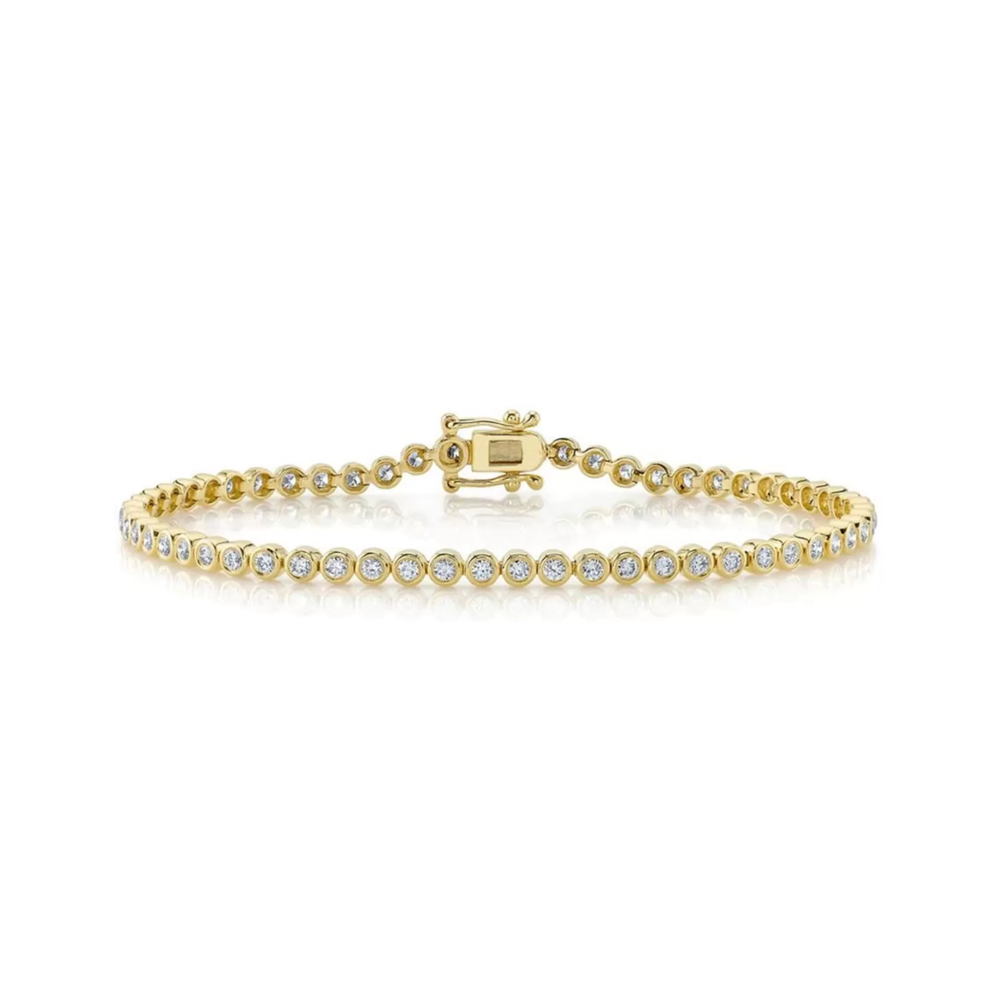 London Collection 14K Yellow Gold Bezel Set Diamond Line Bracelet Best Sale