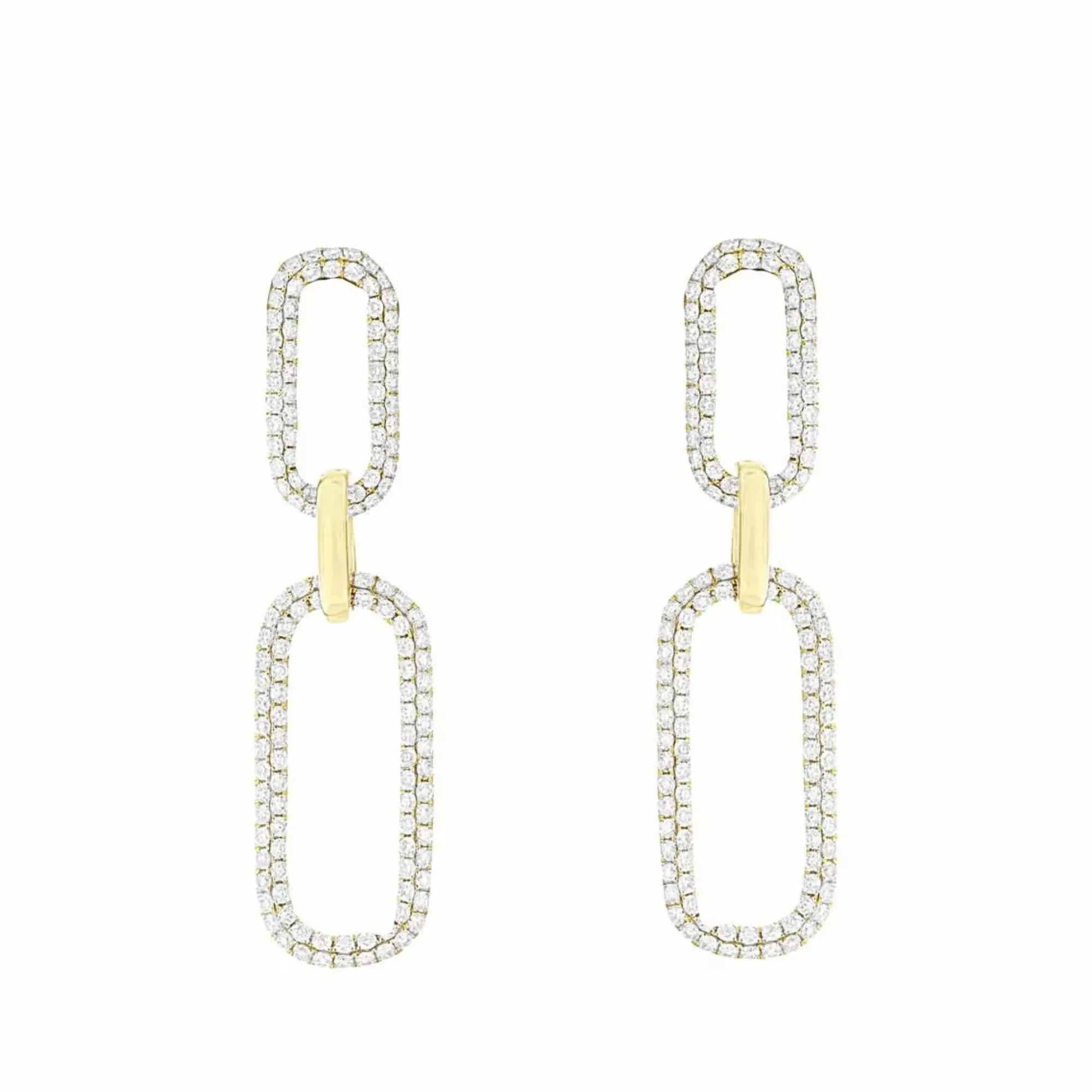 London Collection 14K Yellow Gold Diamond Drop Dangle Link Earrings Flash Sale