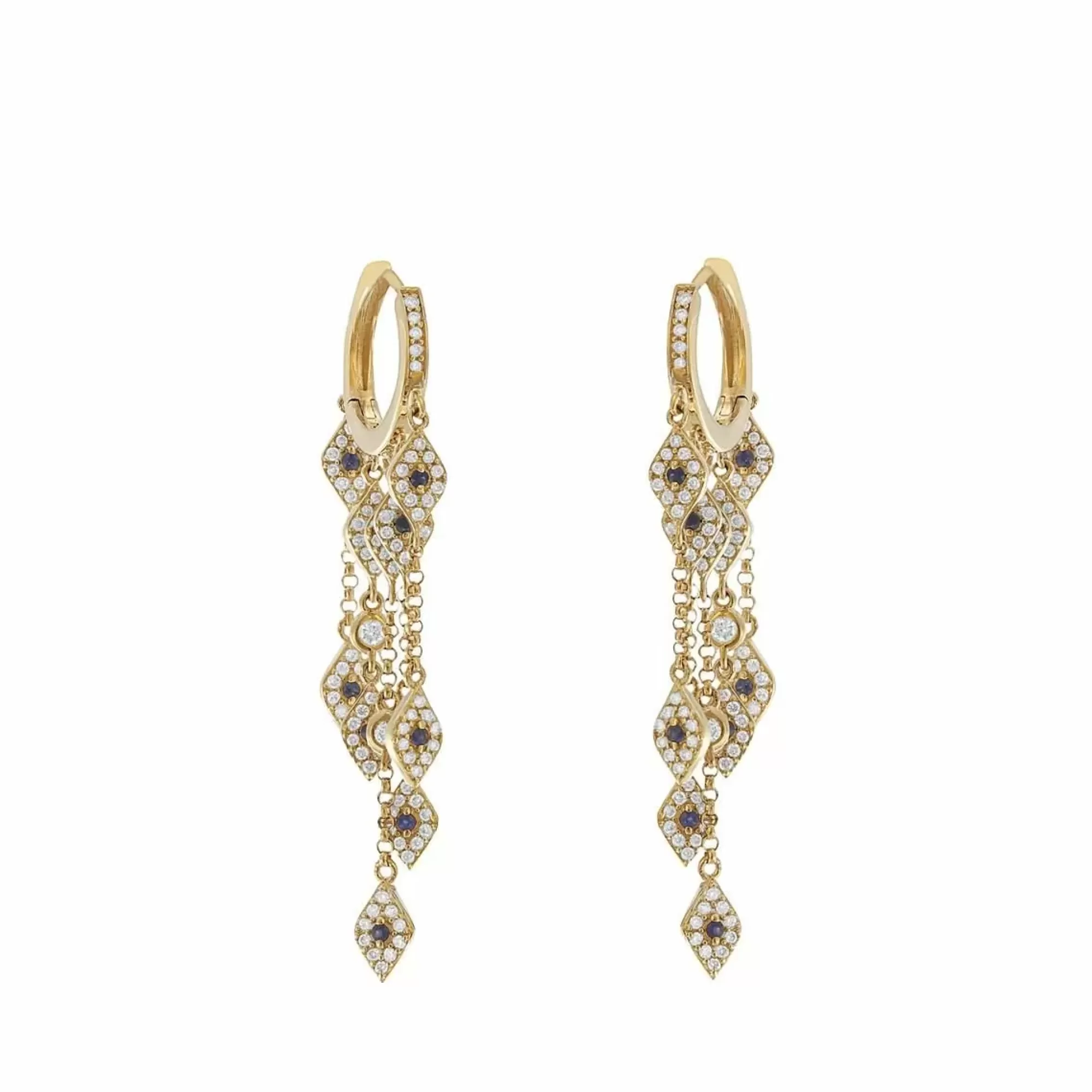 London Collection 14K Yellow Gold Diamond Evil Eye Dangle Huggie Earrings Best Sale
