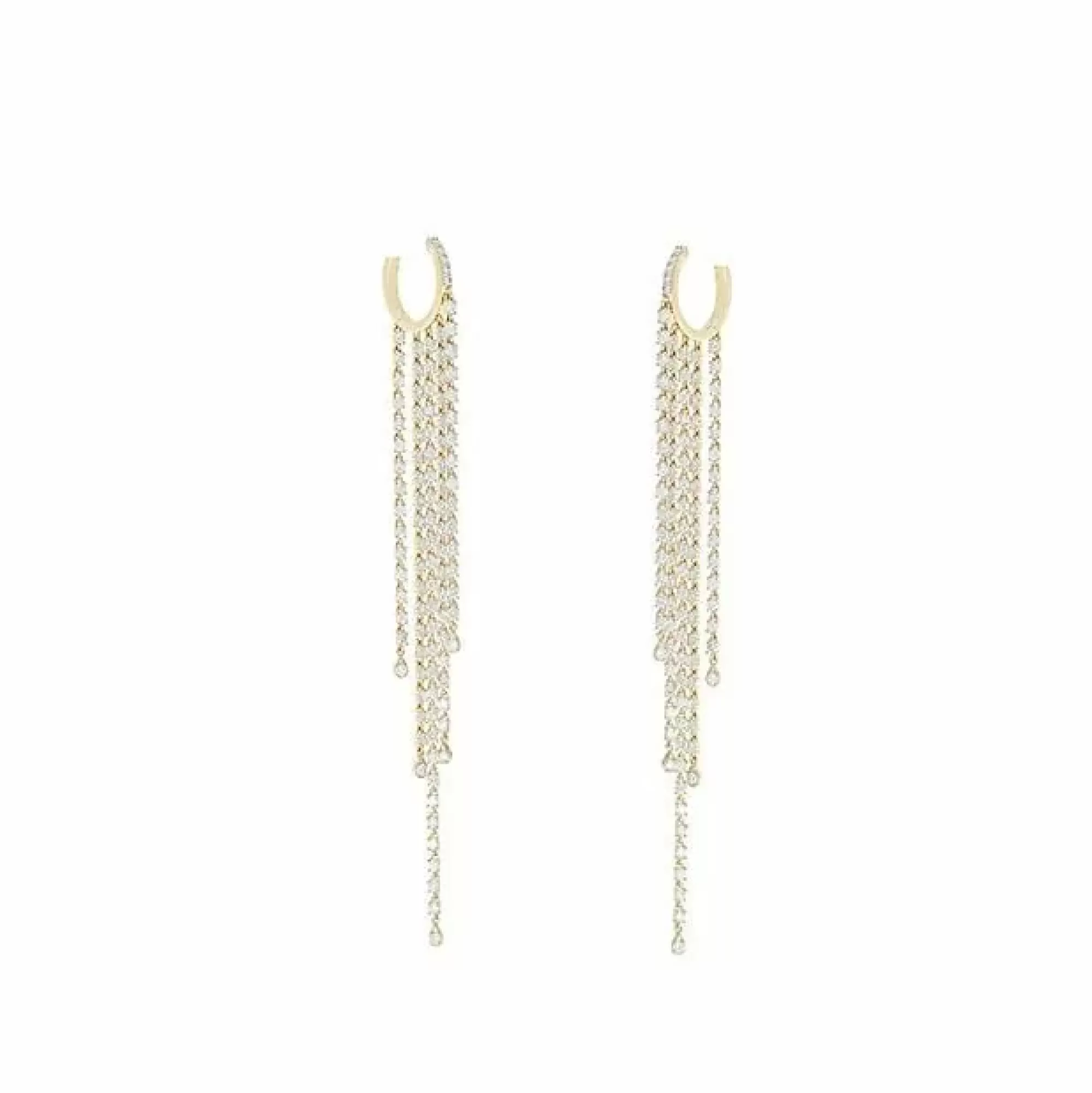 London Collection 14K Yellow Gold Diamond Hoop With Dangle Earrings New