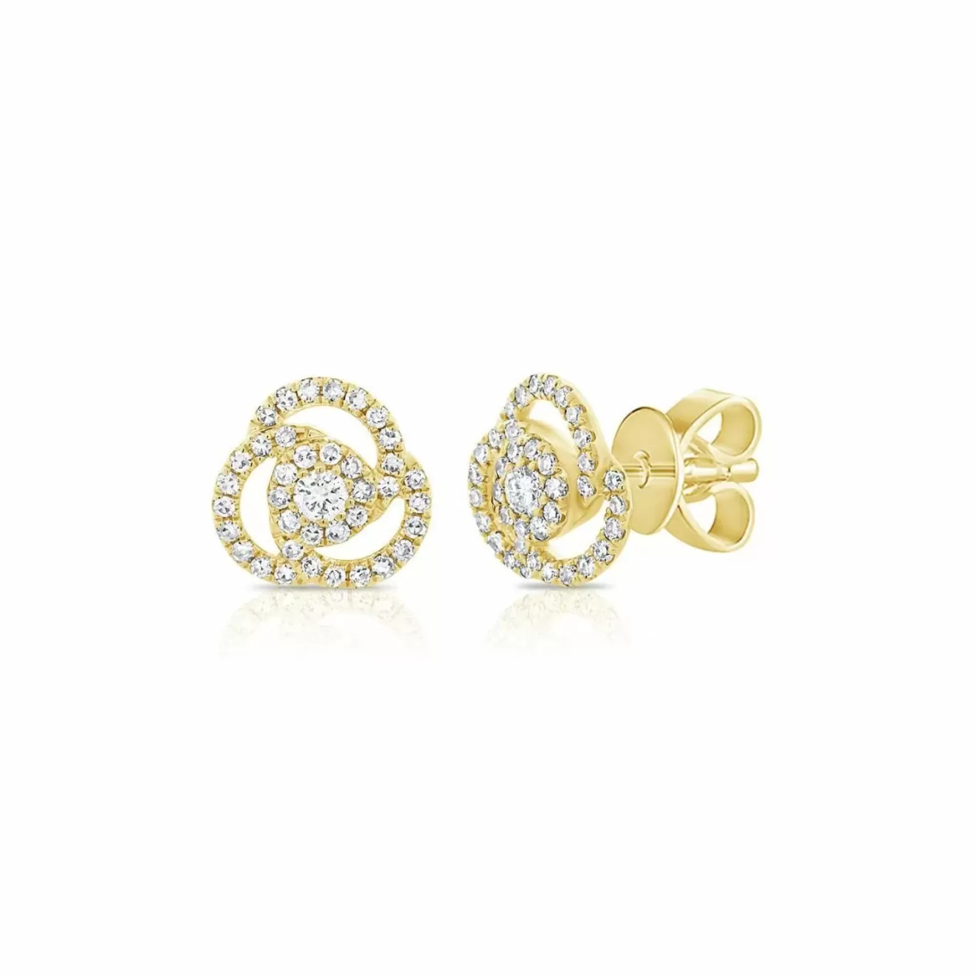 London Collection 14K Yellow Gold Diamond Love Knot Stud Earrings Store