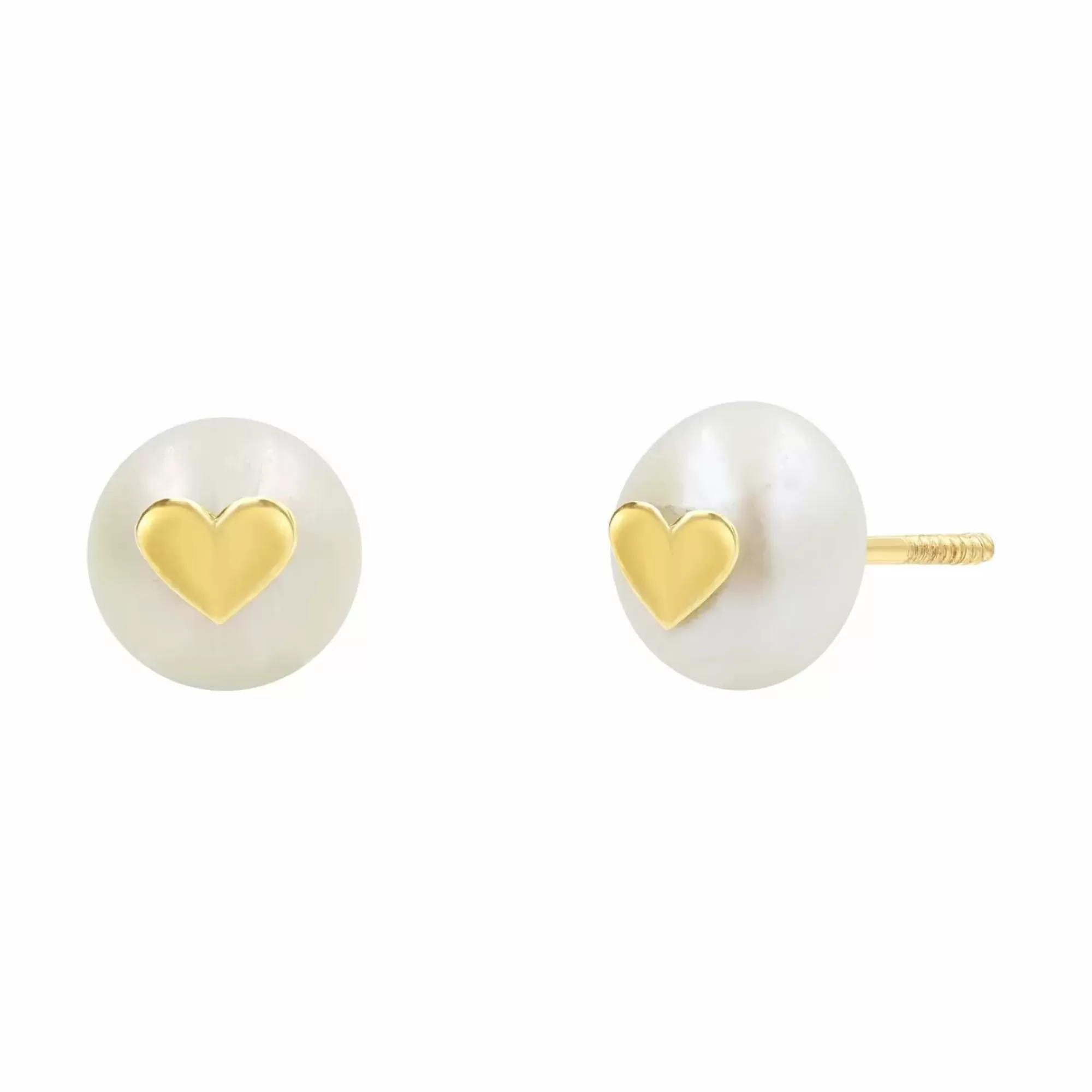 * London Collection 14K Yellow Gold Fresh Water Pearl And Gold Heart Stud Earrings Online