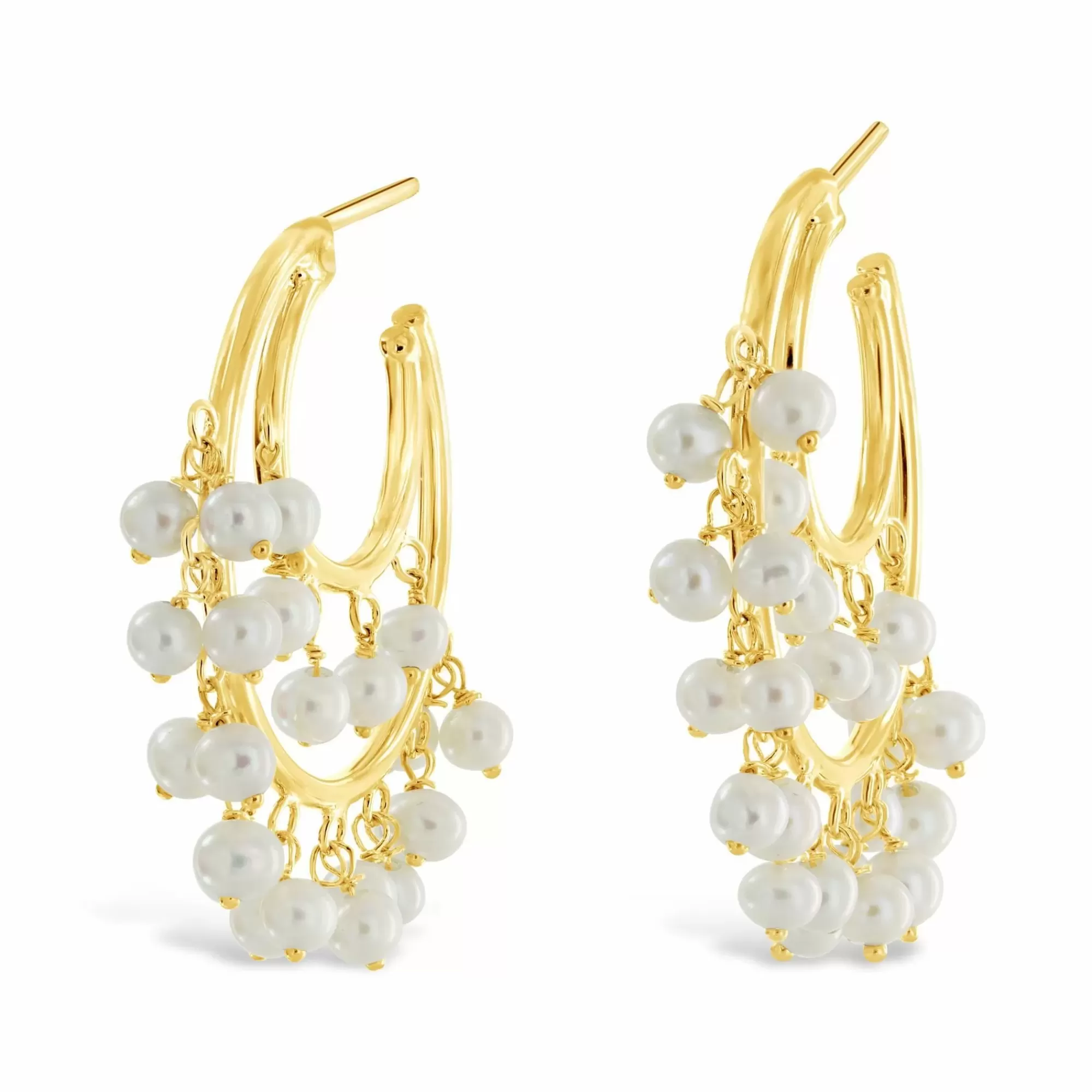 * London Collection 14K Yellow Gold Fresh Water Pearl Dangle Hoop Earrings Sale