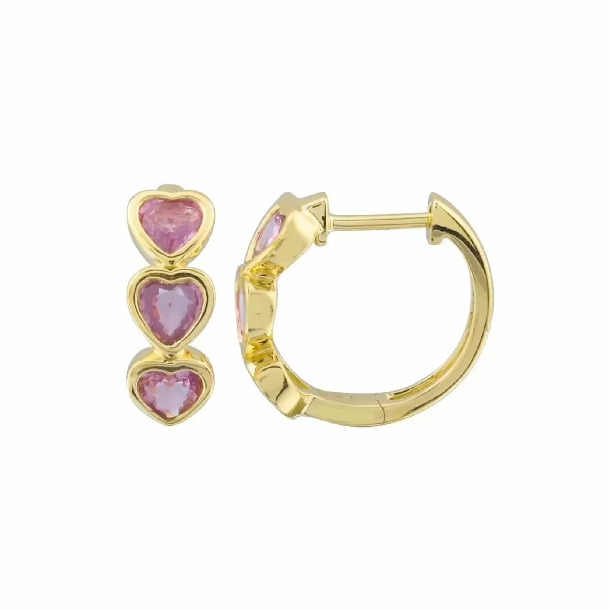 London Collection 14K Yellow Gold Heart Shaped Gemstone Huggie Earrings Sale