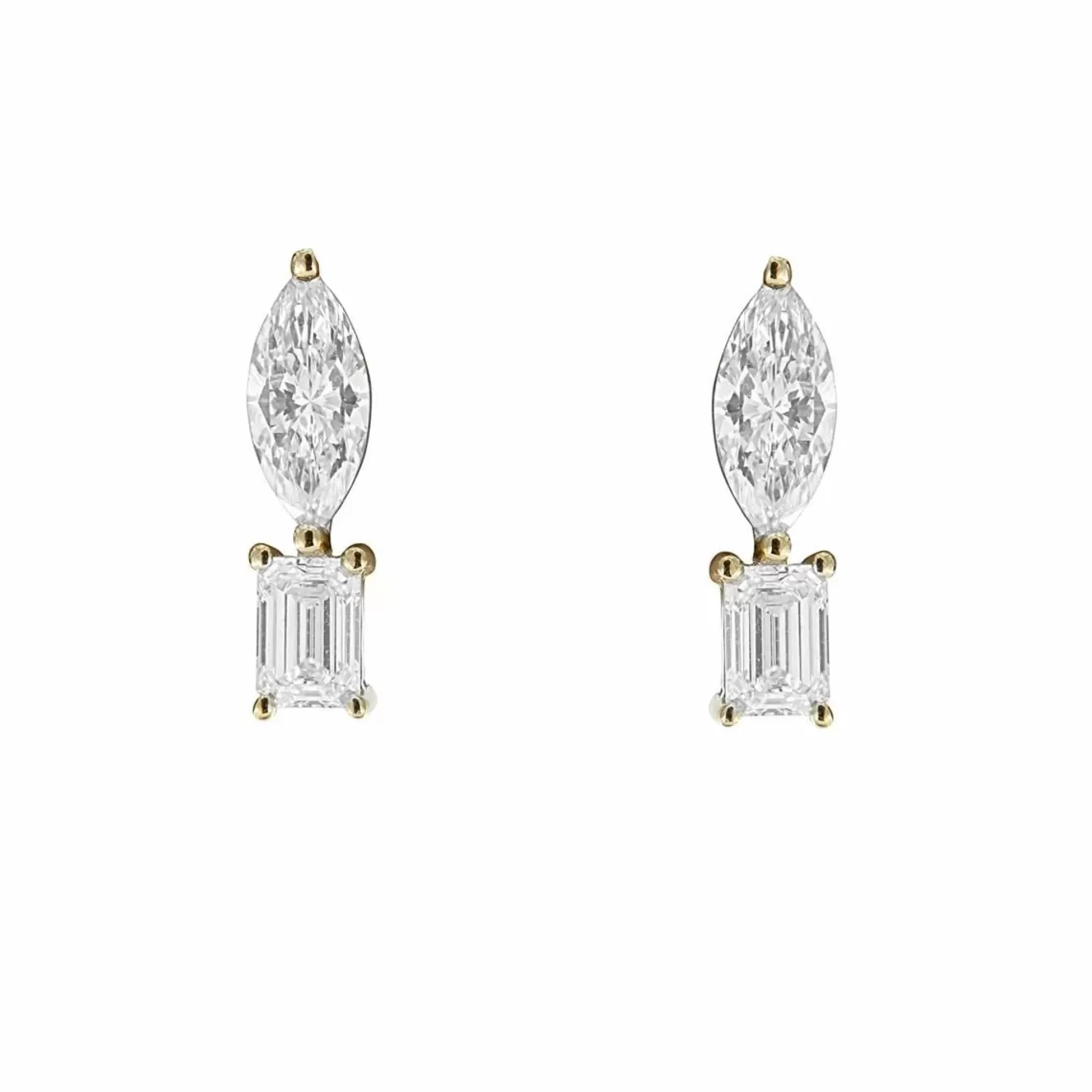 London Collection 14K Yellow Gold Marquise And Emerald Cut Drop Earrings Shop